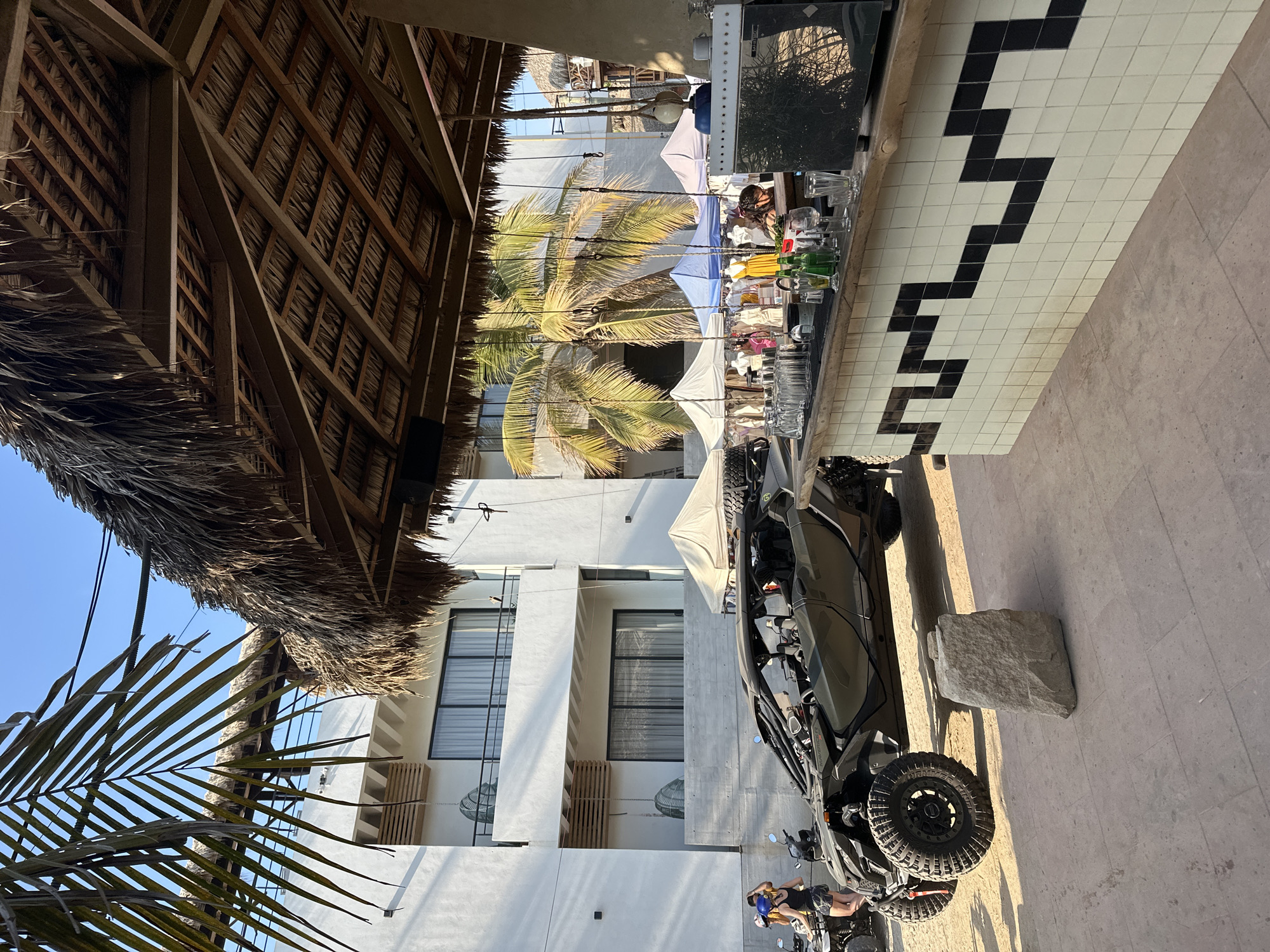 Diner enjoys sushi meal on outdoor patio in Mexico