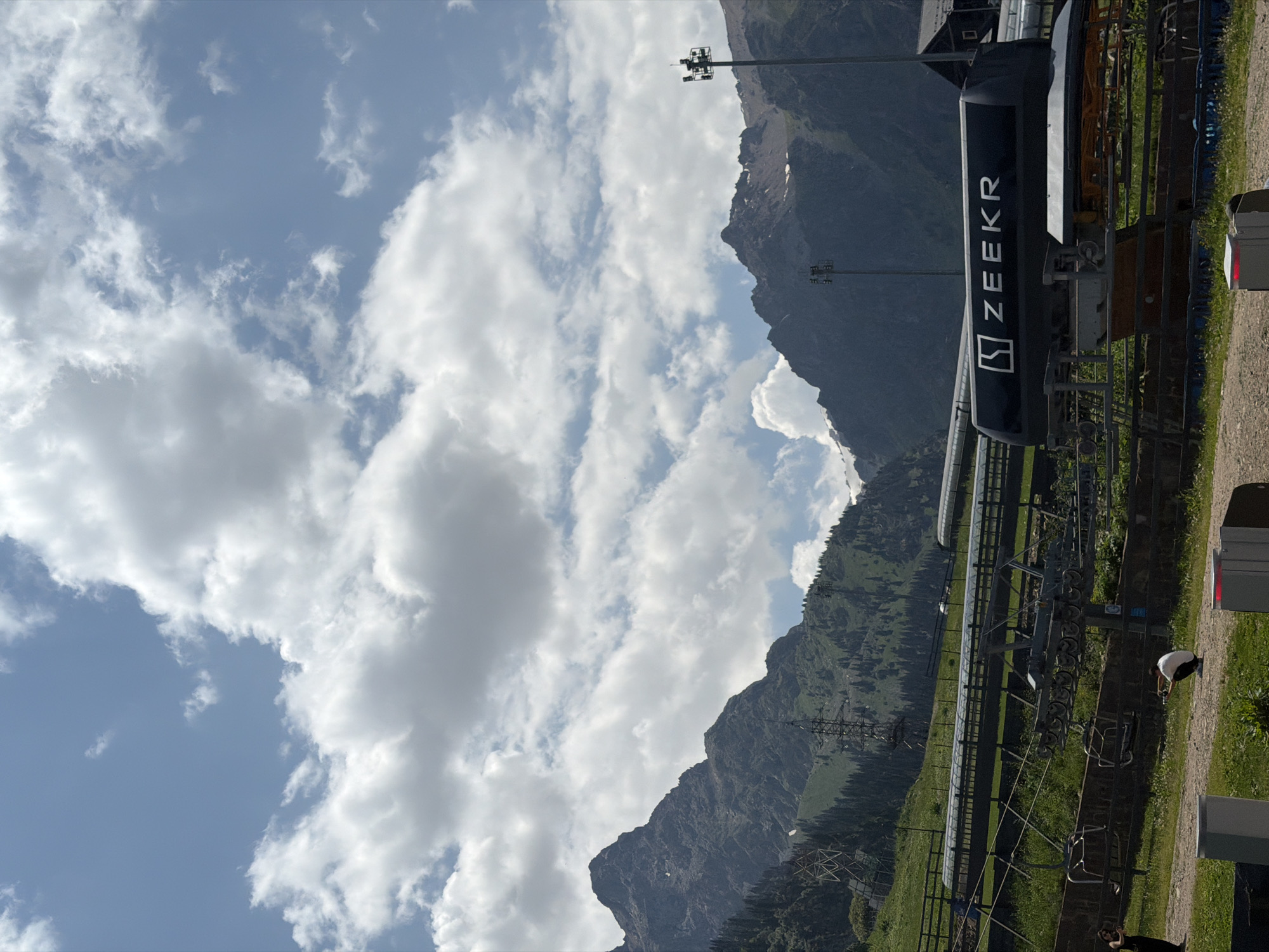Summer day at Almaty's mountain ski resort, lifts running