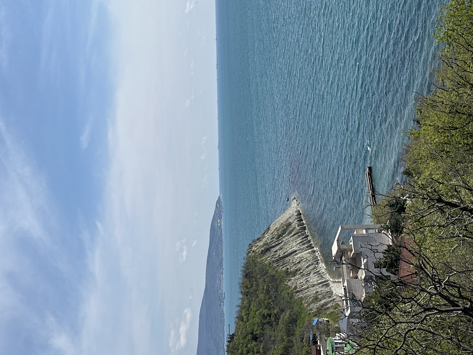 Coastal view captured in Novorossiysk, Russia under cloudy skies