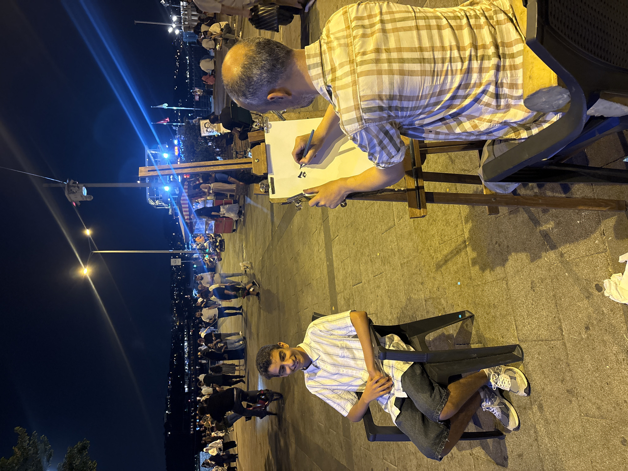 Nighttime street portrait session underway in Beşiktaş, Istanbul