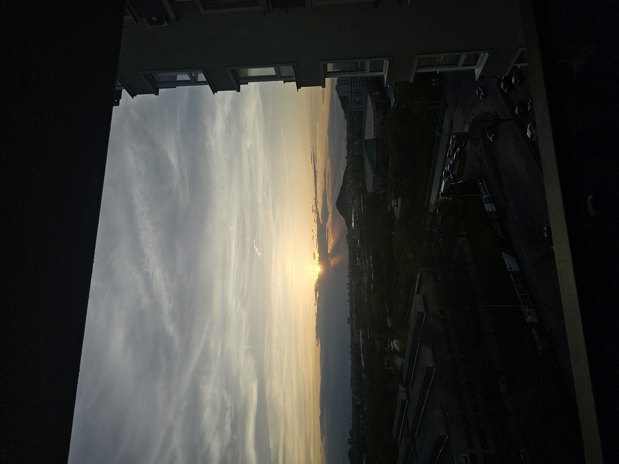 Sunset photographed over Plovdiv, Bulgaria skyline Friday evening