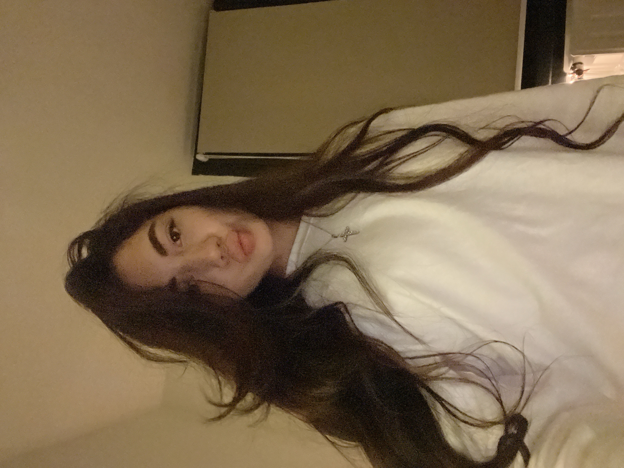 Quick selfie session in a dimly lit room in Chotěšov