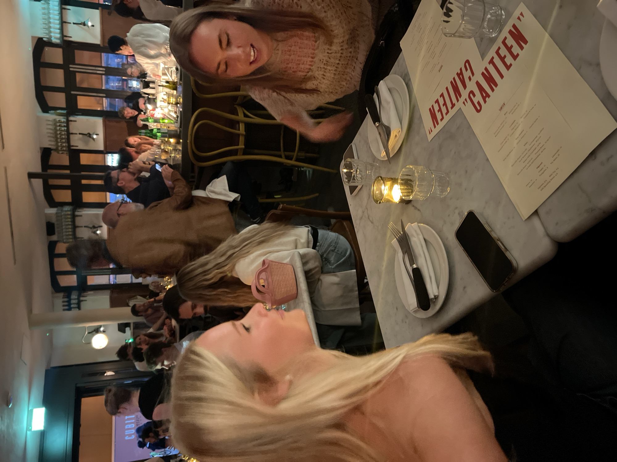 Evening social activity recorded at London restaurant and street