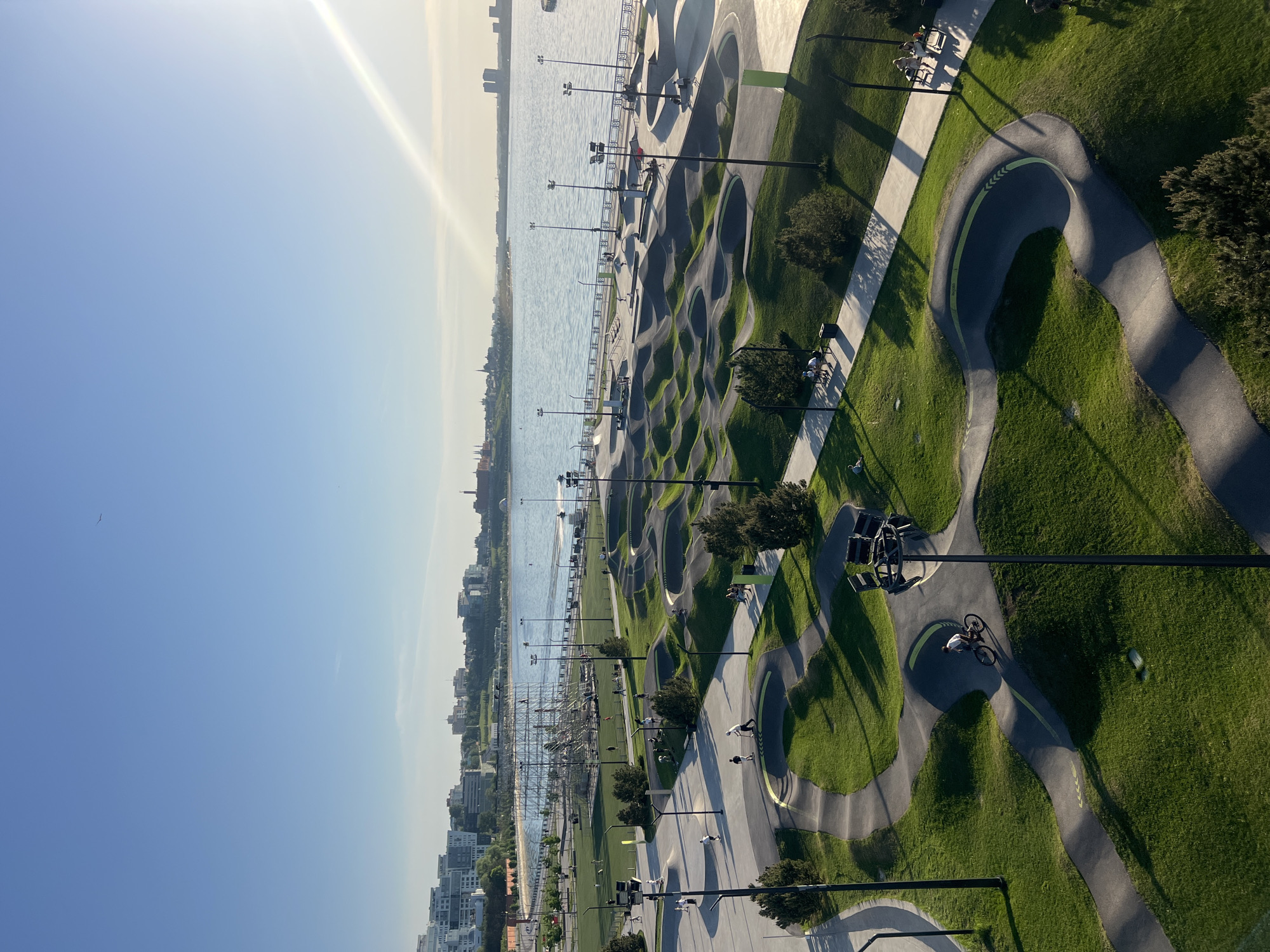 Kazan park with pump track photographed near Volga River