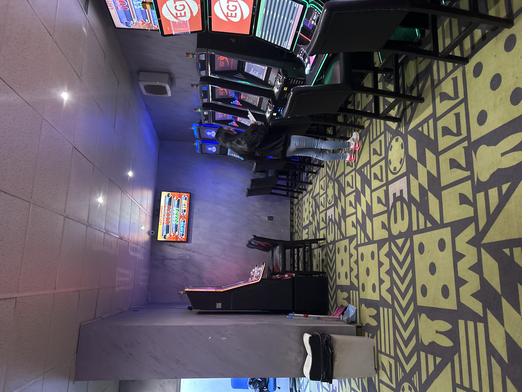 Woman plays slot machines at Bulgarian casino