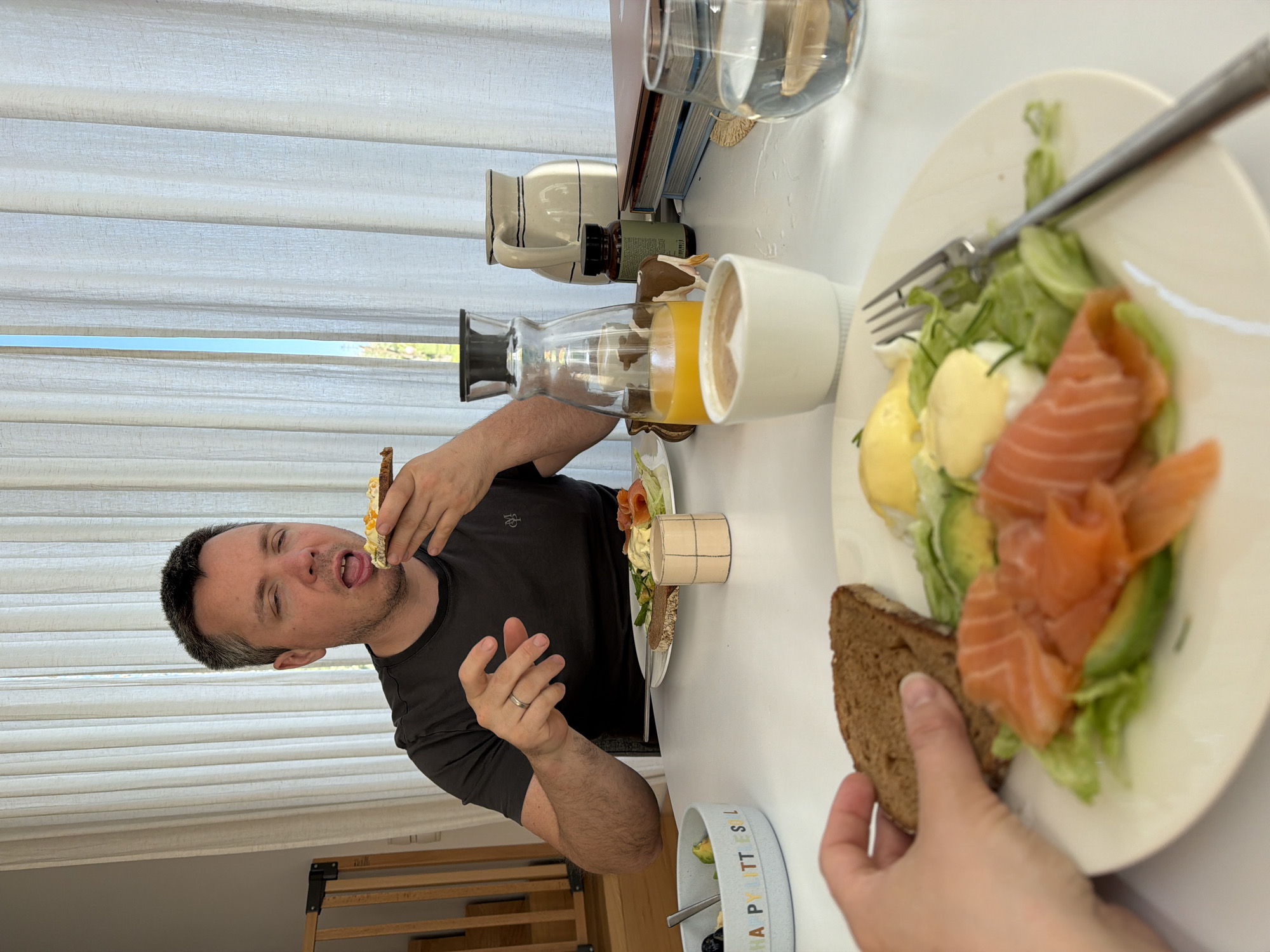 Morning meal shared in Gangloff features poached eggs