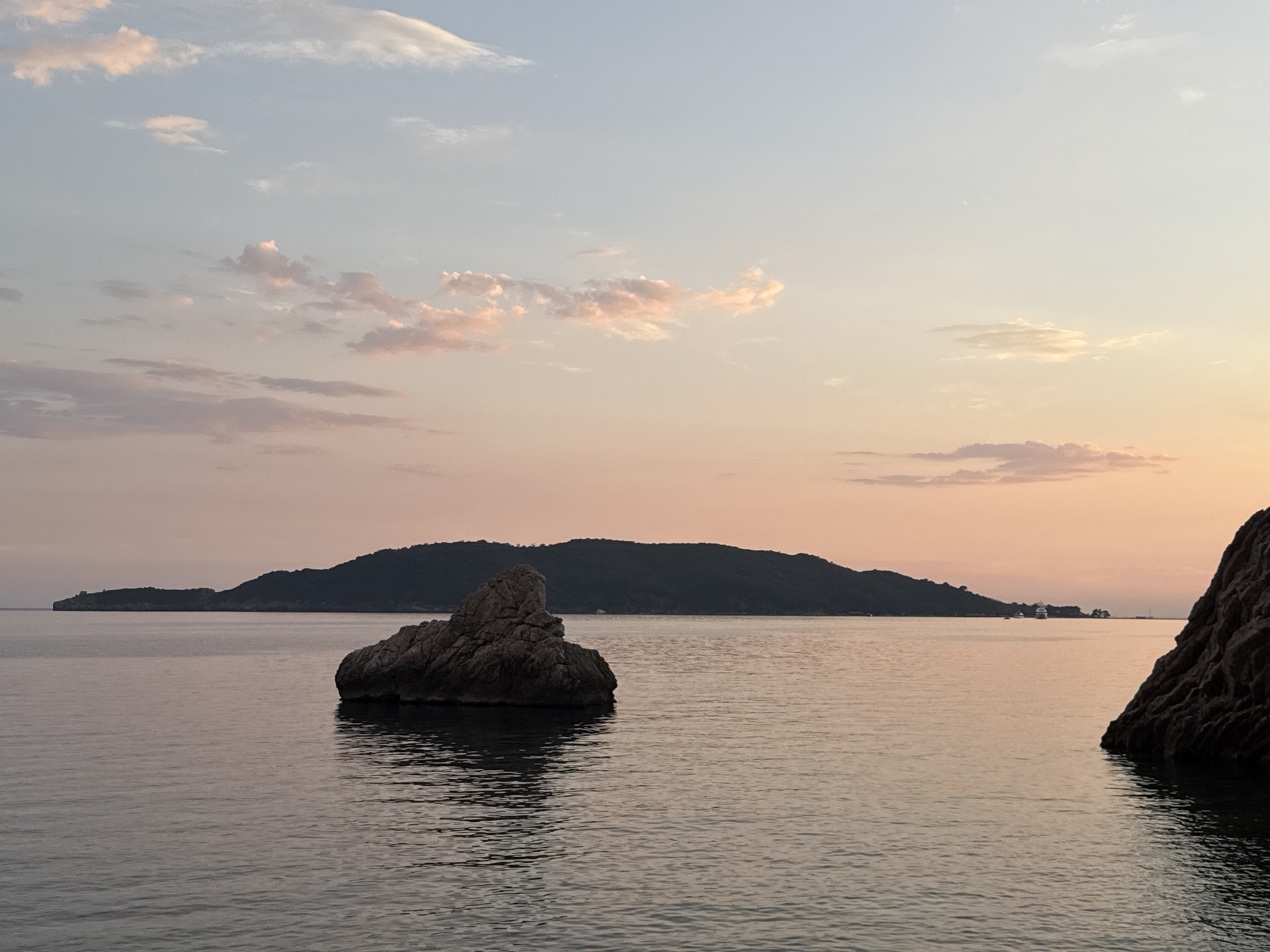 Adriatic coastline at dusk, Rafailovići and Kamenovo, Montenegro