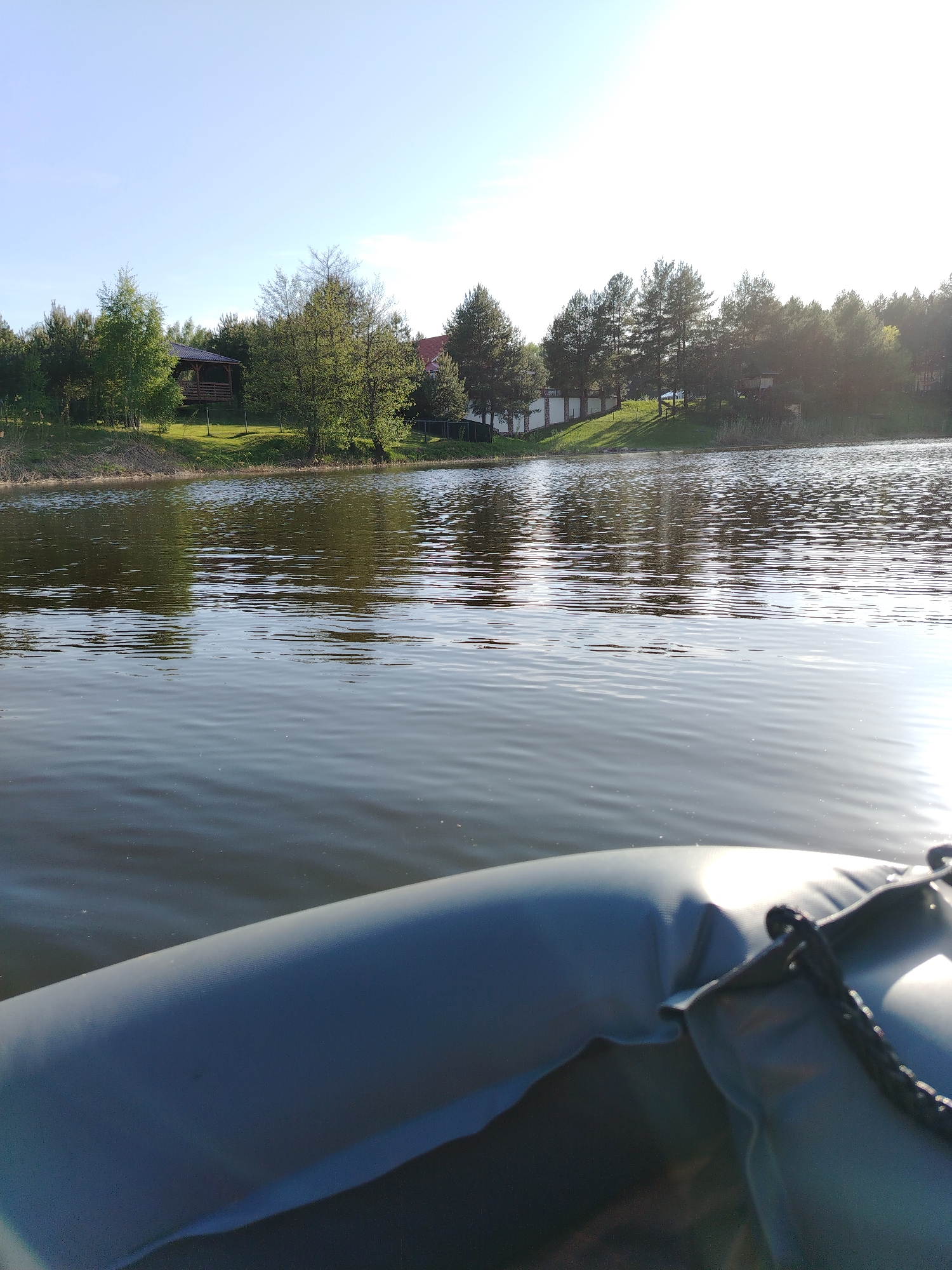 Boat journey documented on calm waters in Stroitel', Russia
