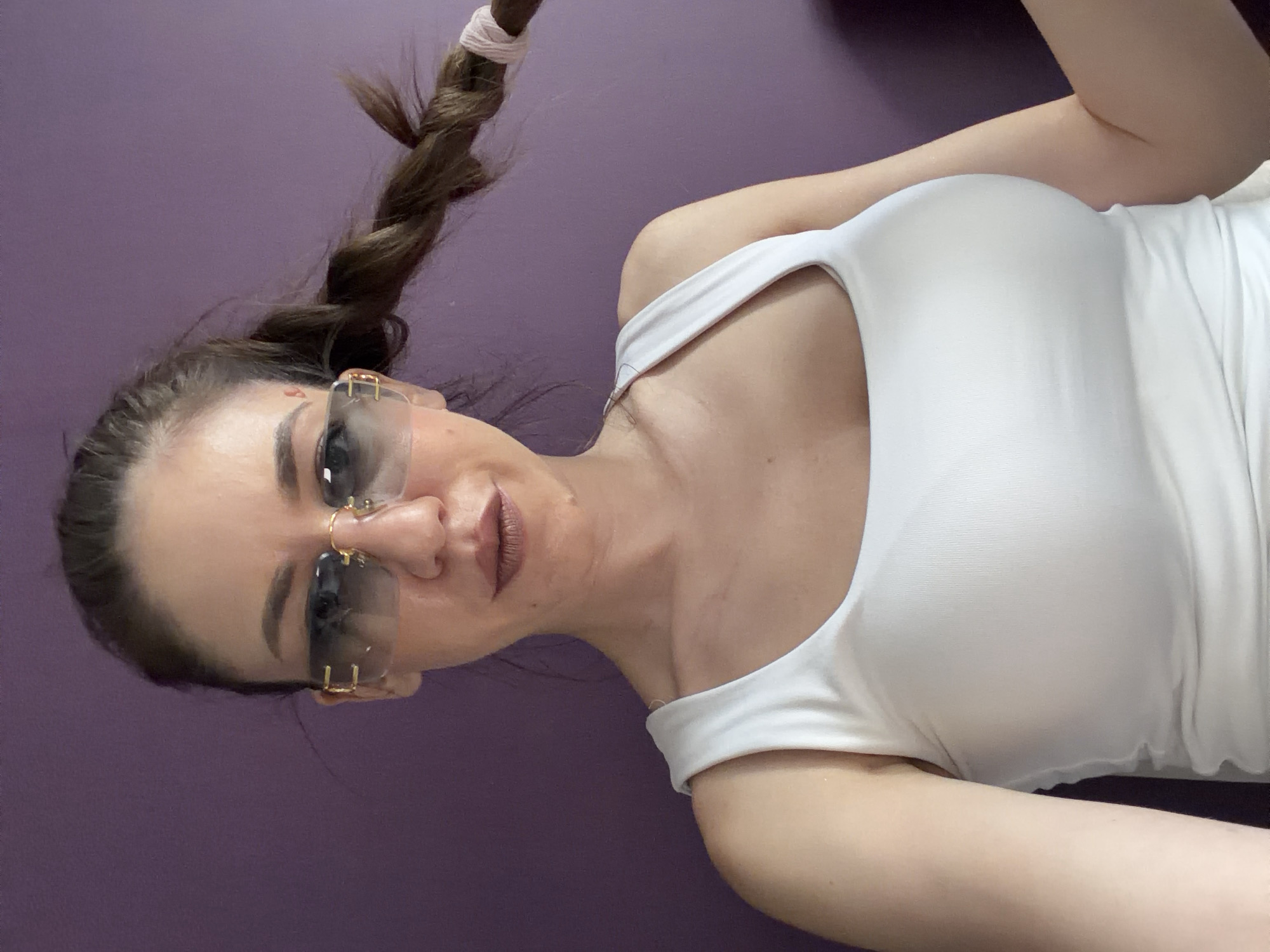 Woman takes multiple selfies in Sofia, Bulgaria