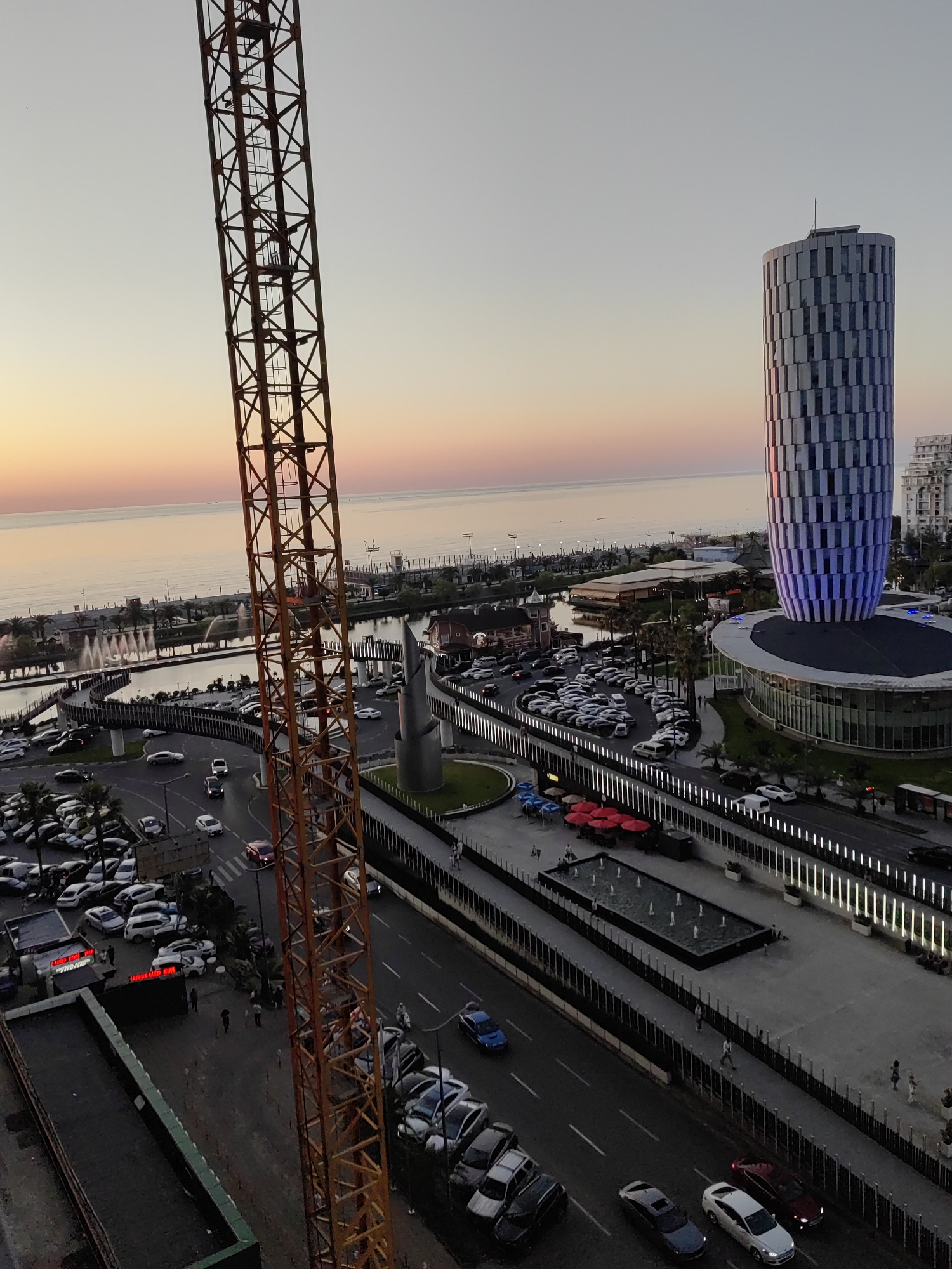 Batumi skyline glows at sunset along the Black Sea