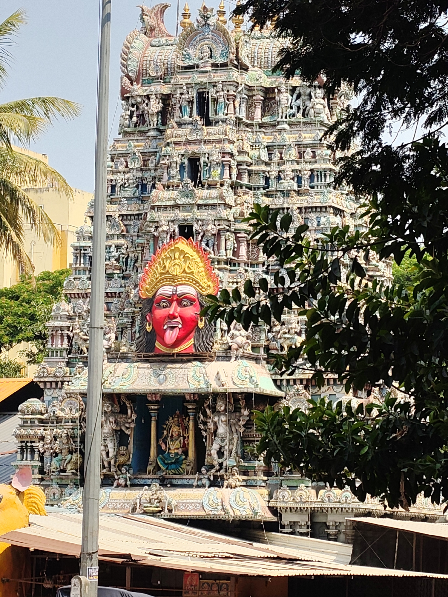Hindu temple gopuram documented in daylight in Bengaluru