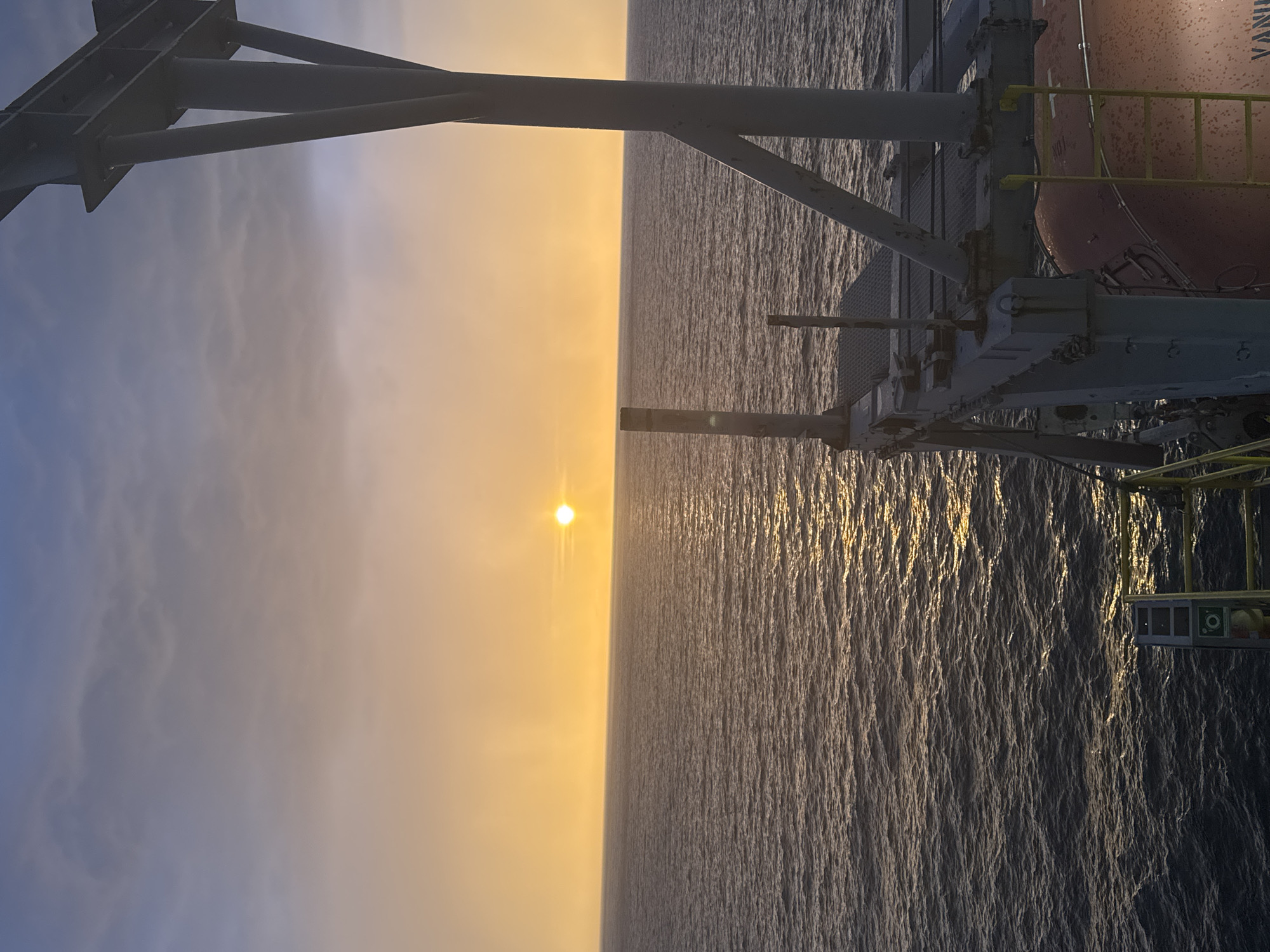 Sunset documented from offshore platform in Italian waters