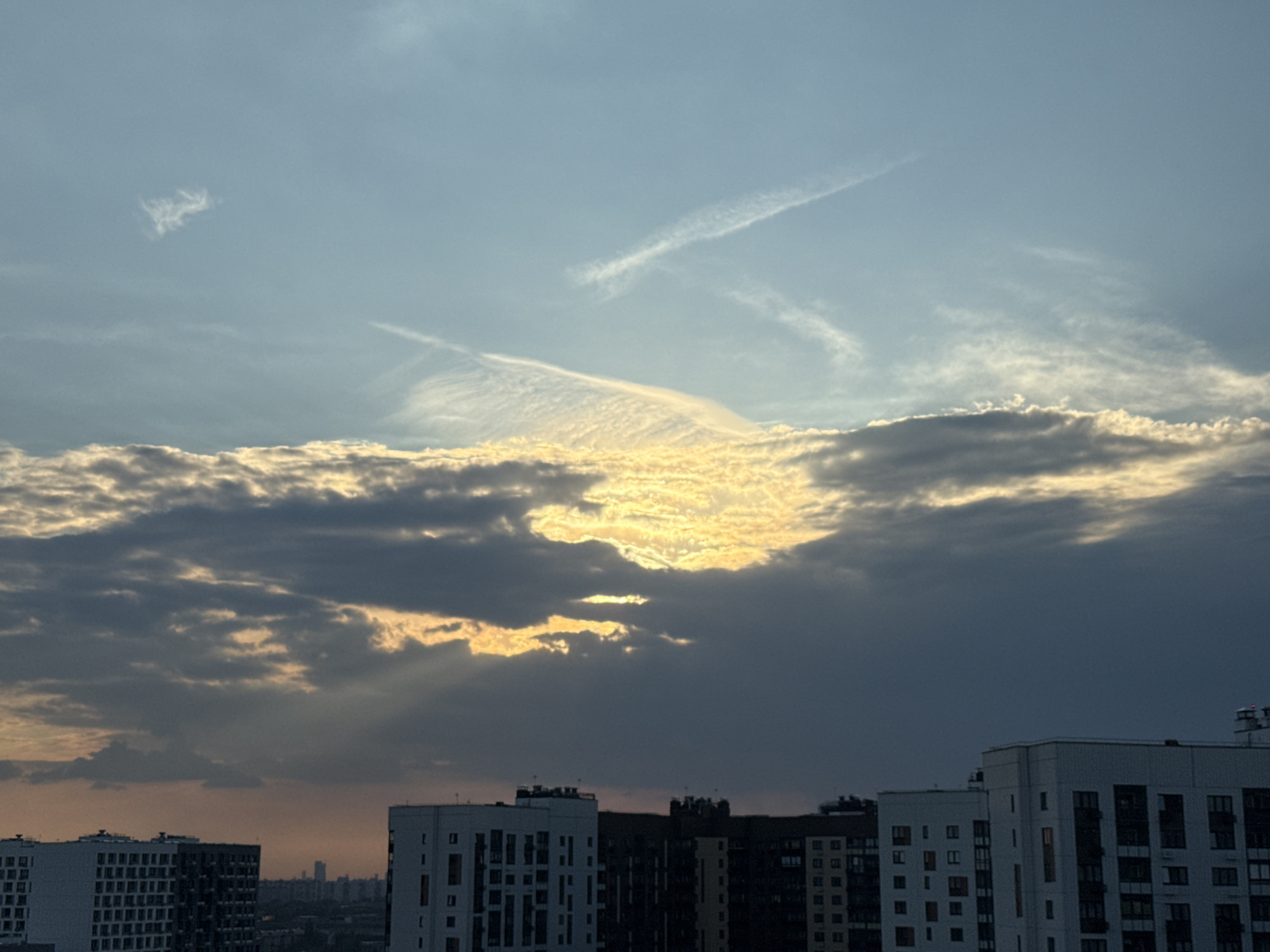 Evening cityscape documented in Lyubertsy, Russia apartment district