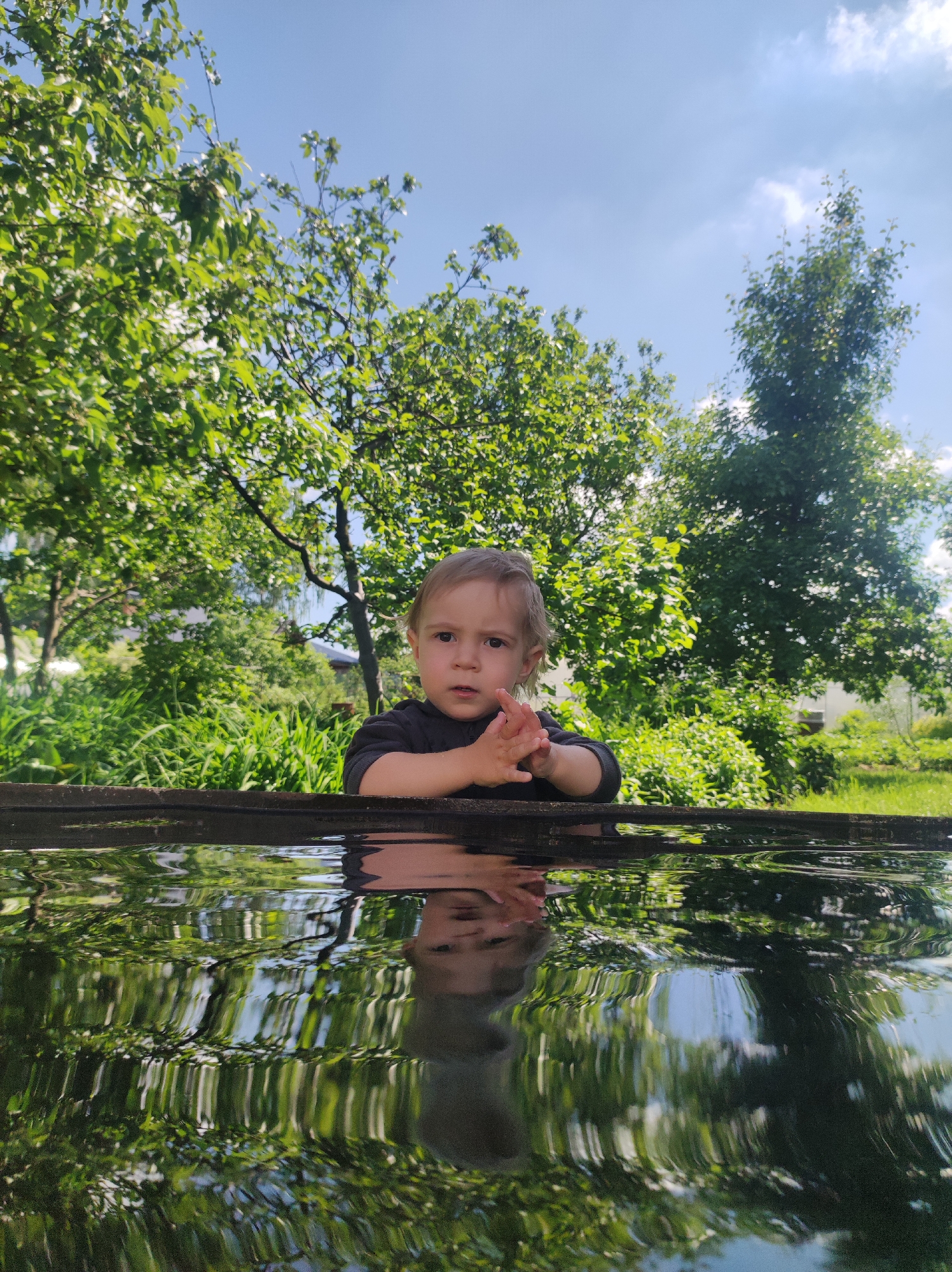 Family enjoys sunny morning in Chaikovsky, Russia