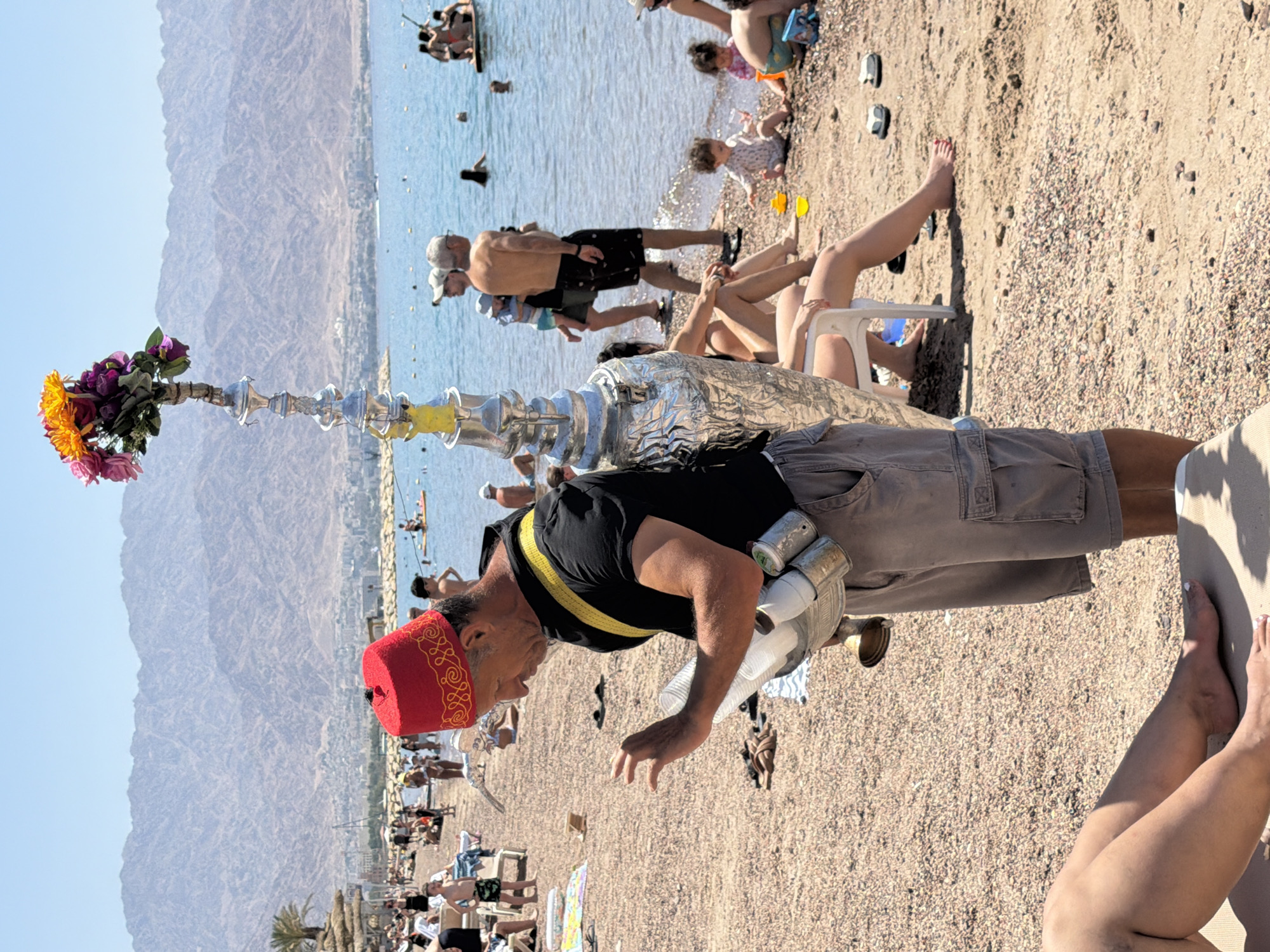 Morning beach activities observed in Eilat resort area