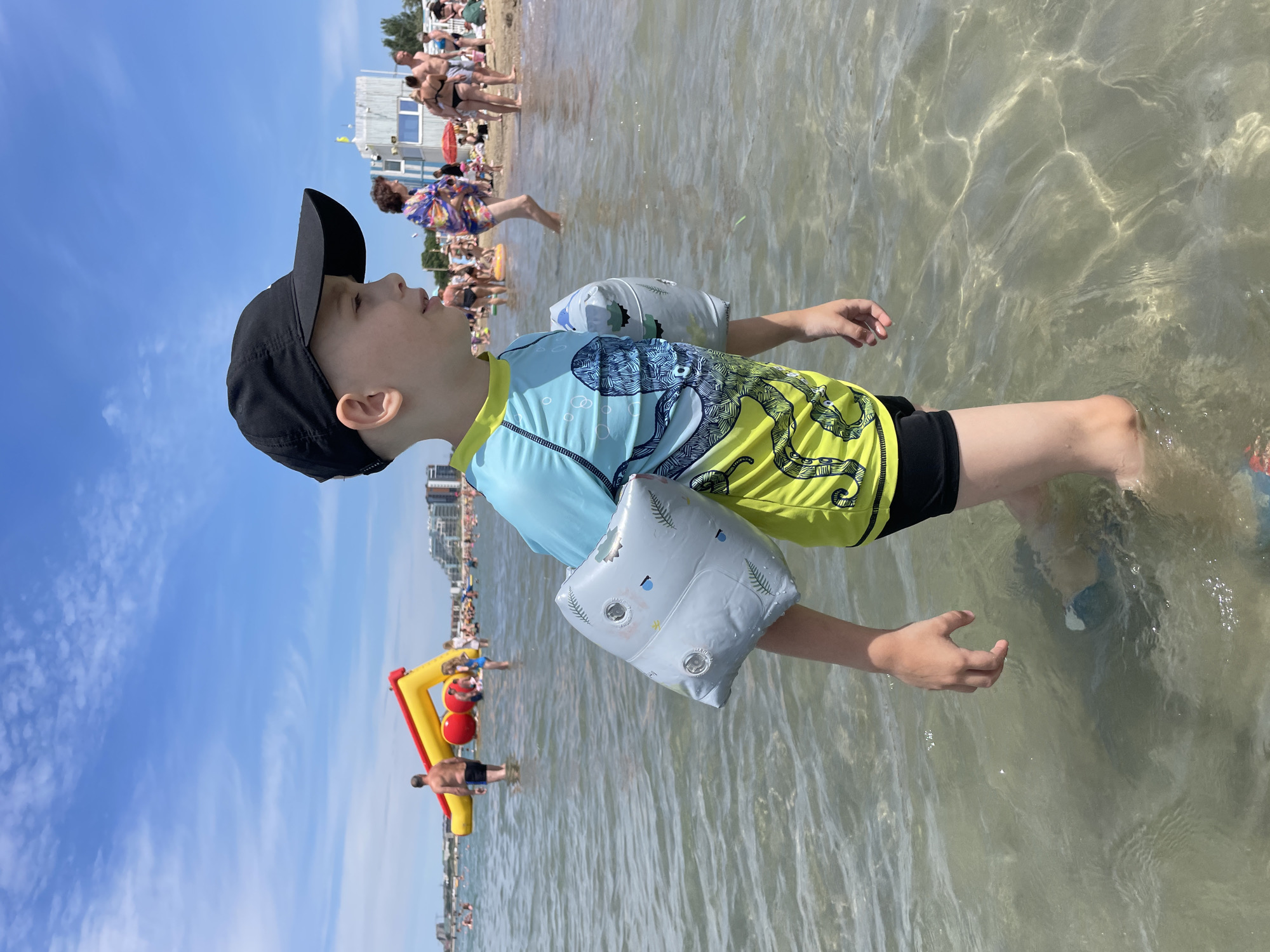 Crowded summer beach day on the Anapa shoreline