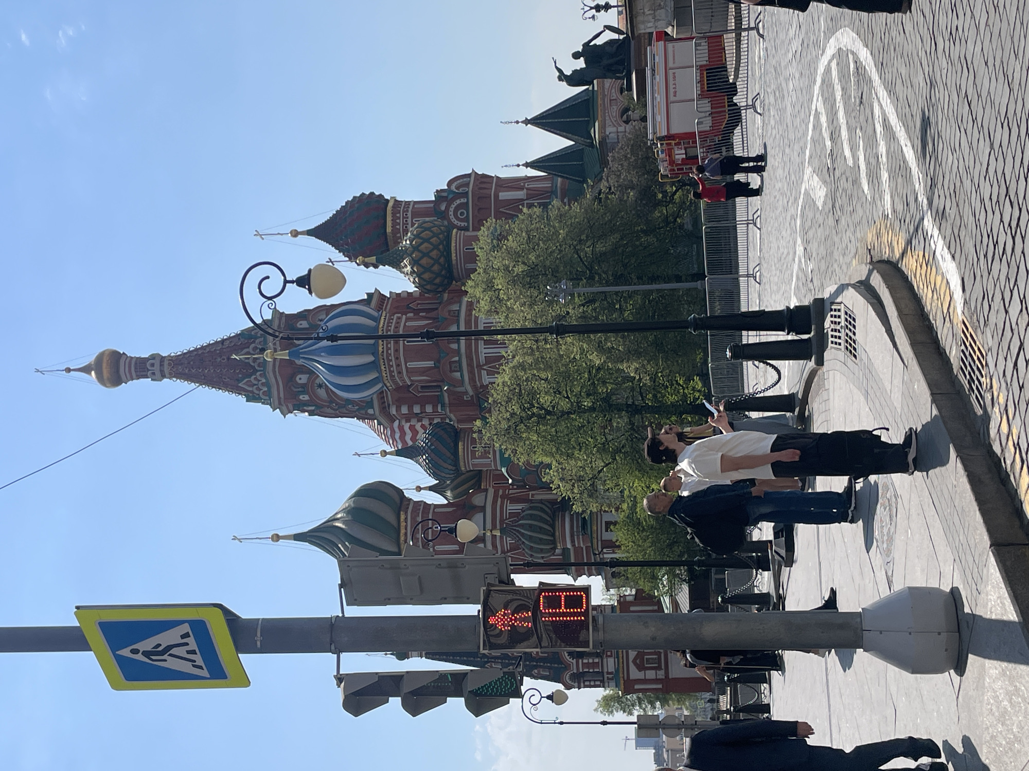 Pedestrian crossing captured near St. Basil's Cathedral in Moscow