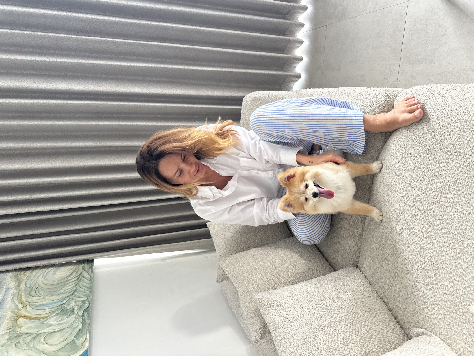Lazy Bali morning with a Pomeranian, indoors and out