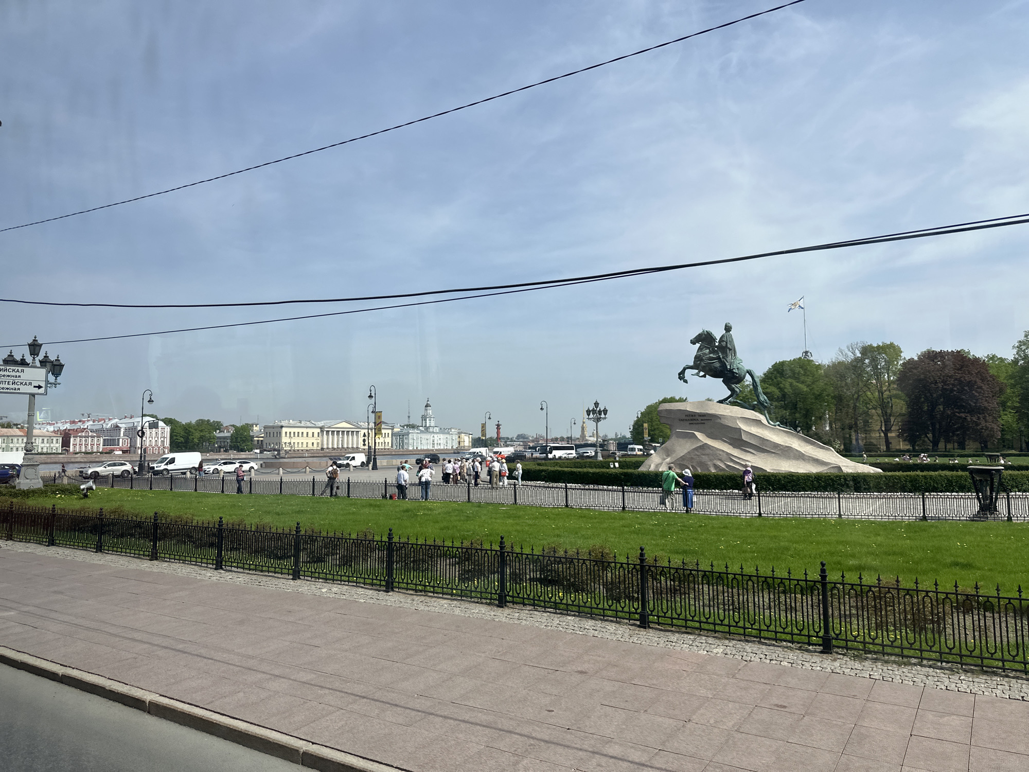 Tourist captures Bronze Horseman monument and Saint Petersburg waterfront
