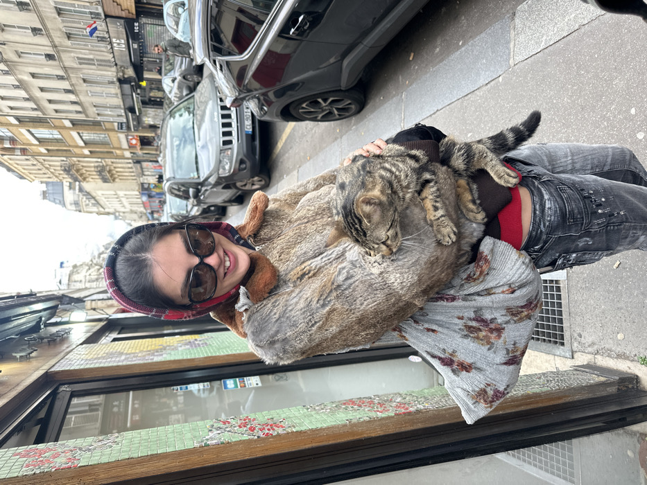 Man in camouflage cap documented across multiple Paris locations