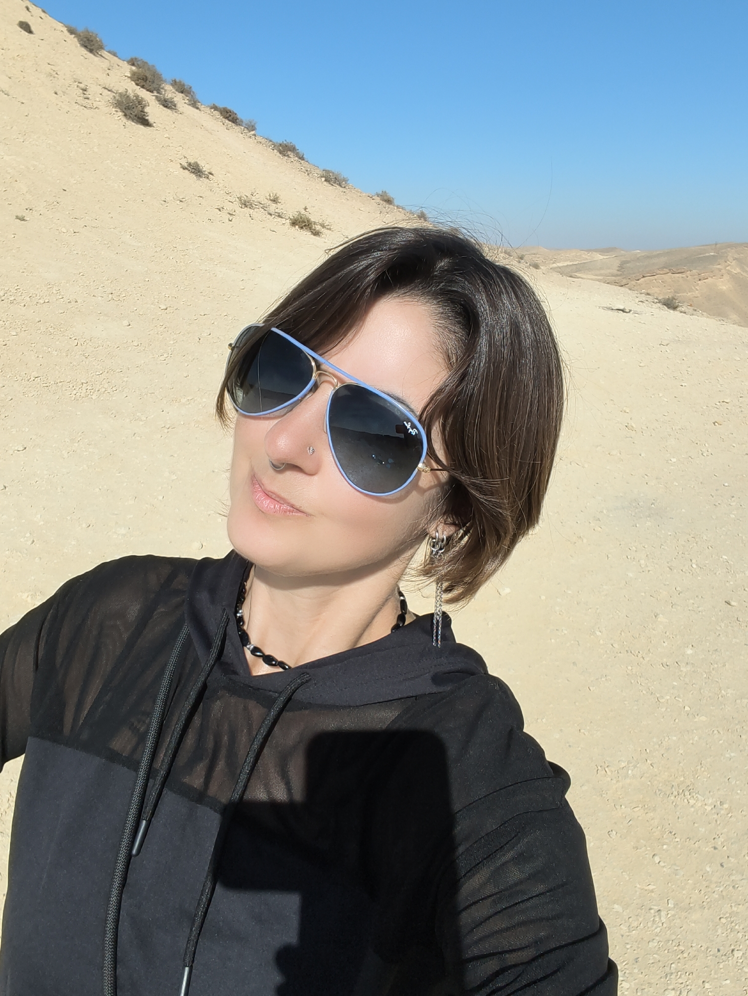 Desert landscapes and a selfie stop near Yeruham, Israel