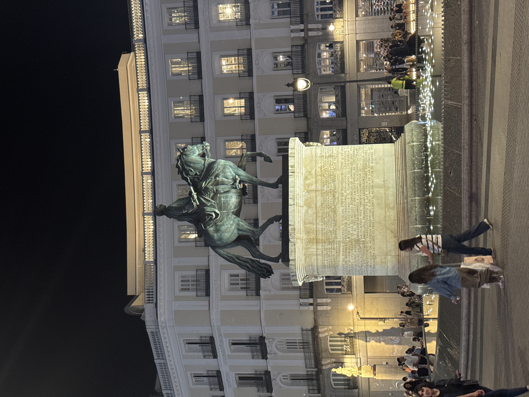 Evening street life documented around Madrid's central squares
