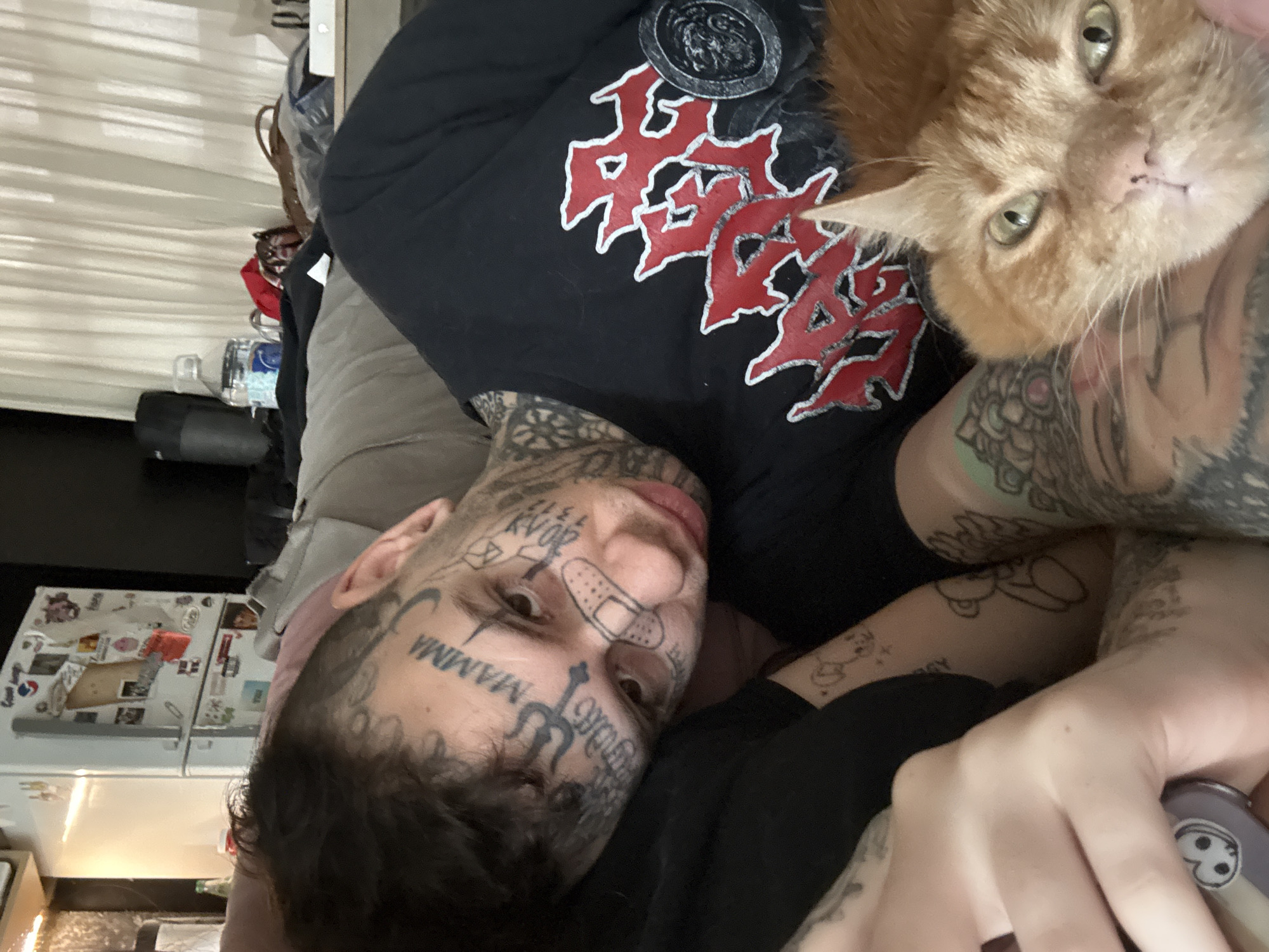 Man and orange cat share quiet domestic moment in Buenos Aires