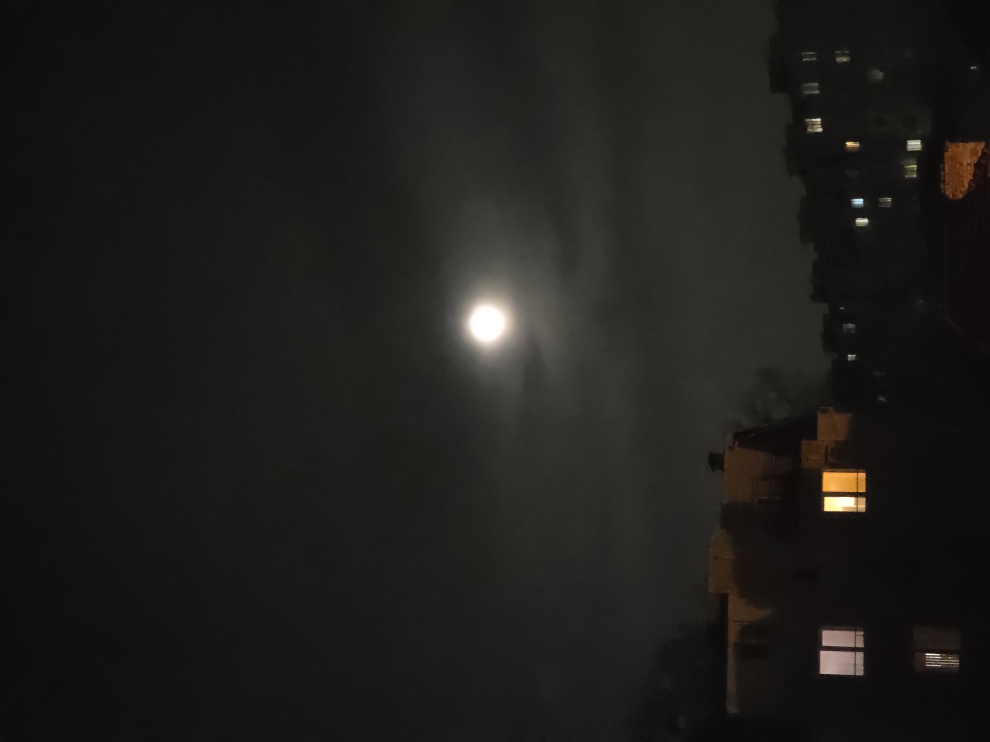 Full moon illuminates night sky over Varna, Bulgaria