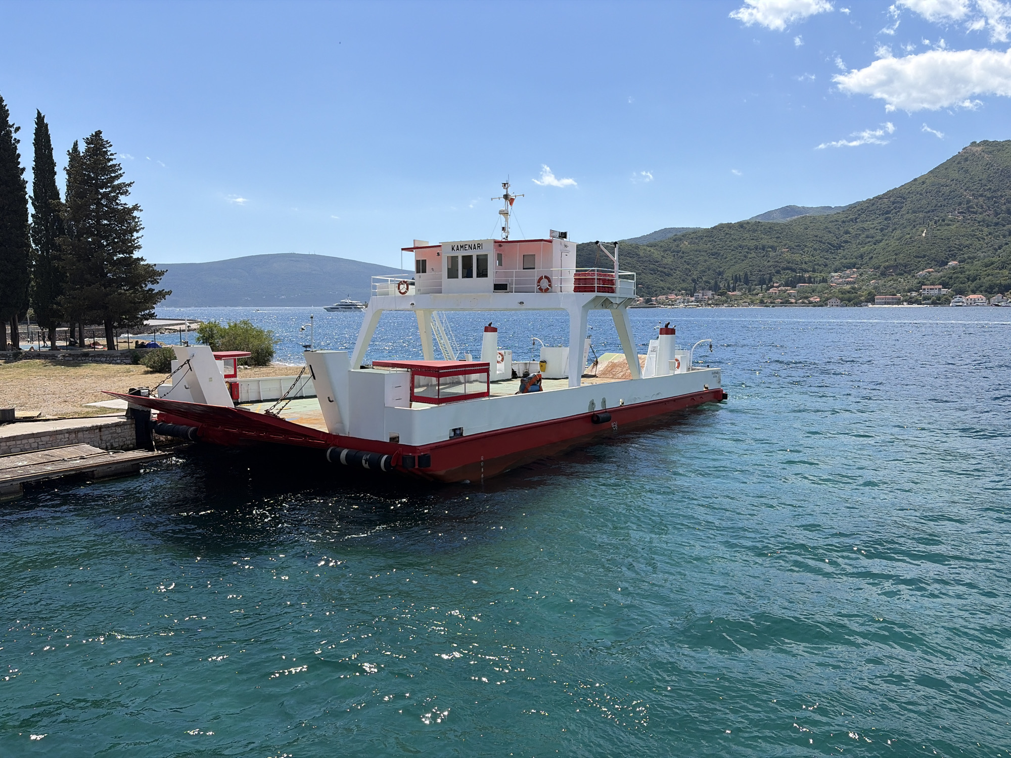 Ferry crossing the Bay of Kotor at Lepetane, Montenegro
