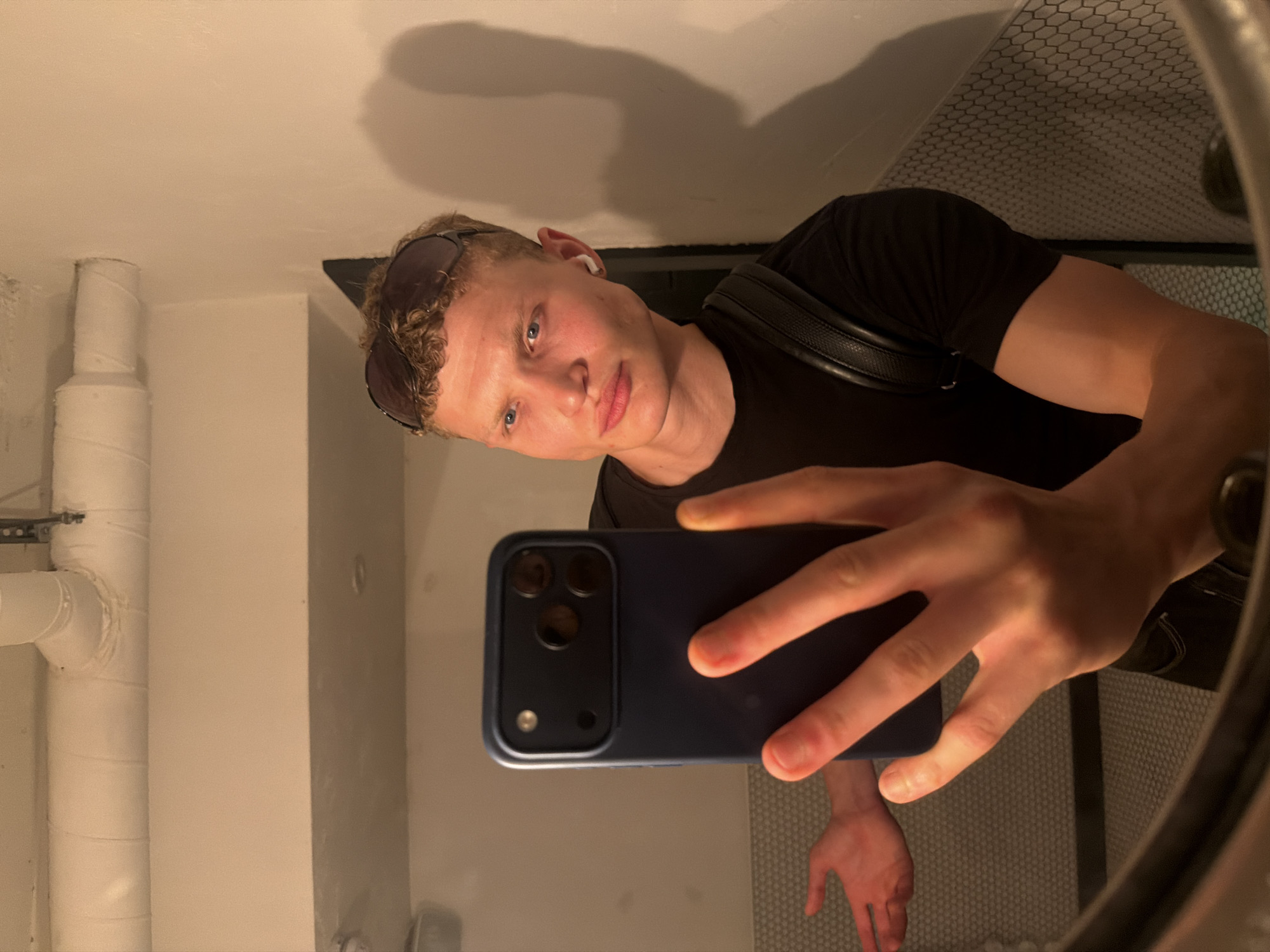 Casual bathroom mirror selfie in London