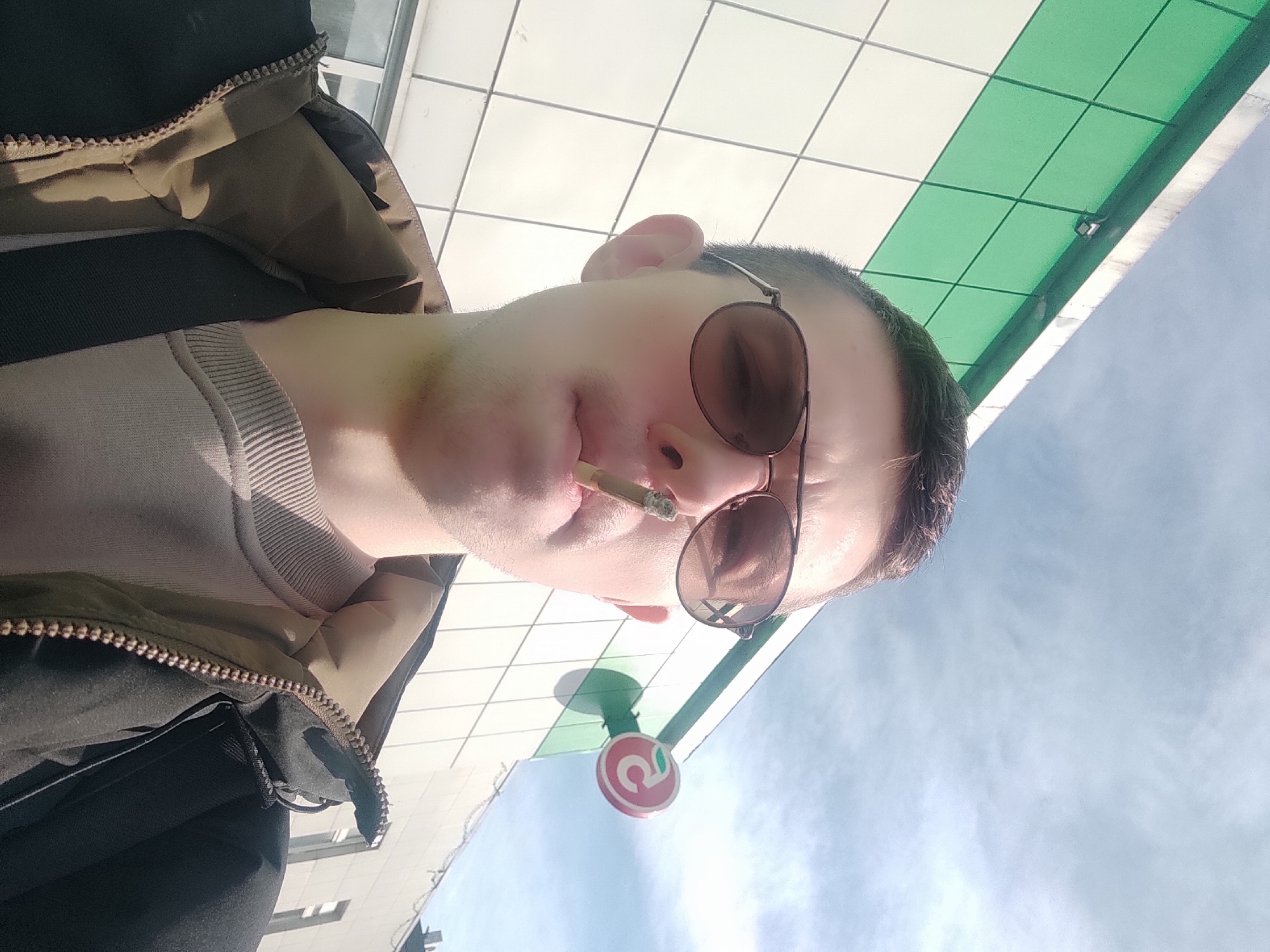 Man smoking cigarette captured on camera in Zelenograd
