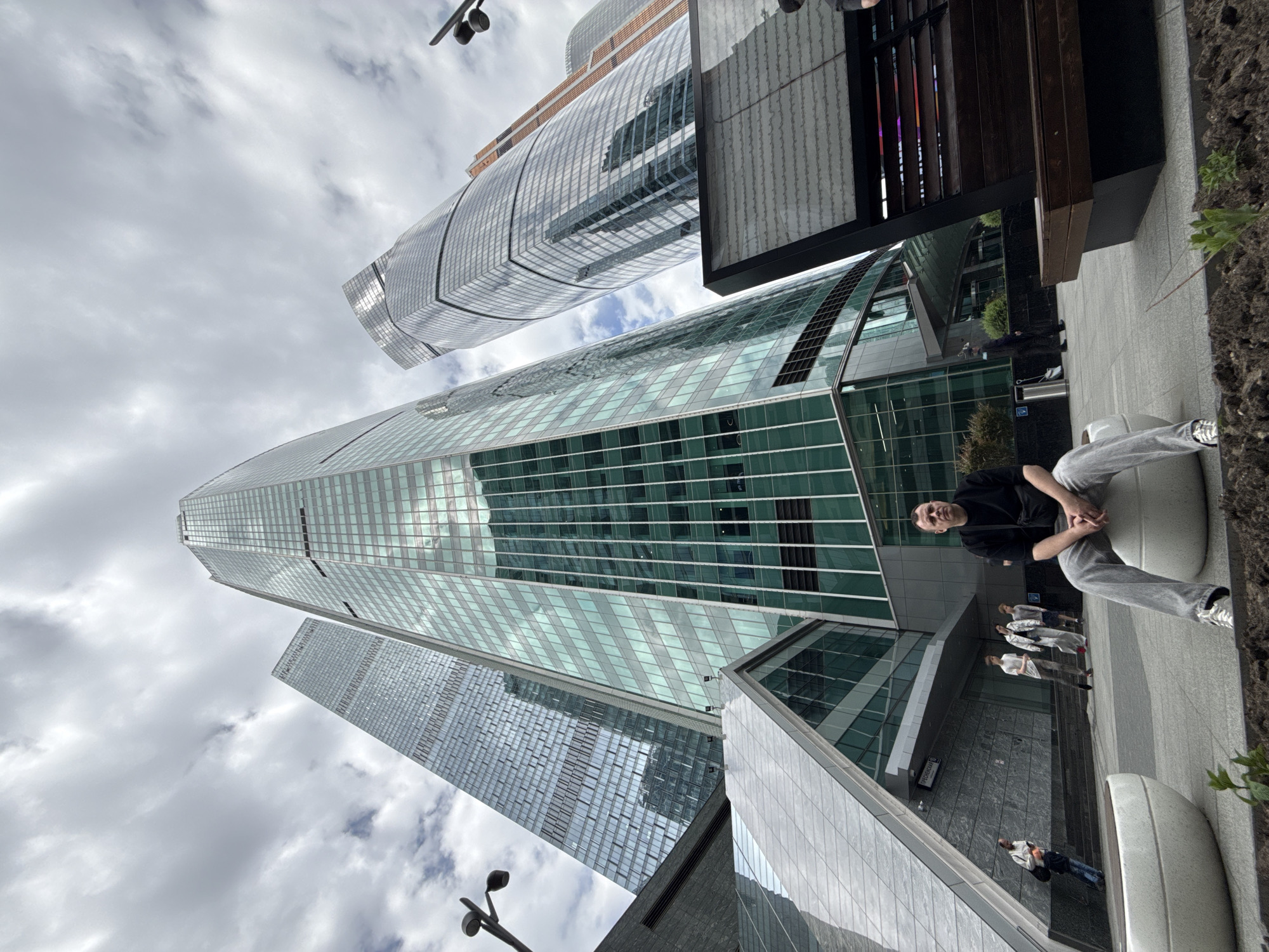 Moscow Business Center photographed under cloudy skies in Putilovo
