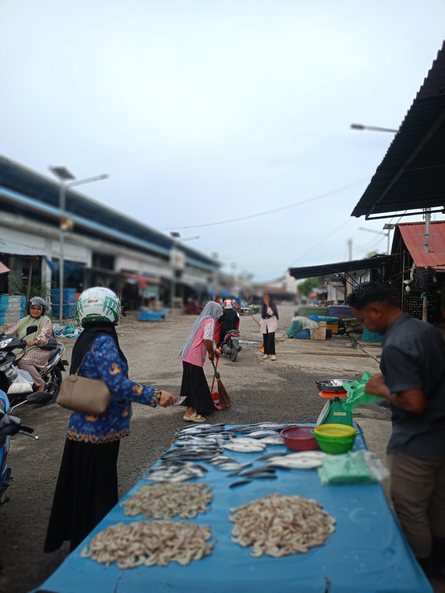 Morning seafood market operations documented in Bireuen, Indonesia