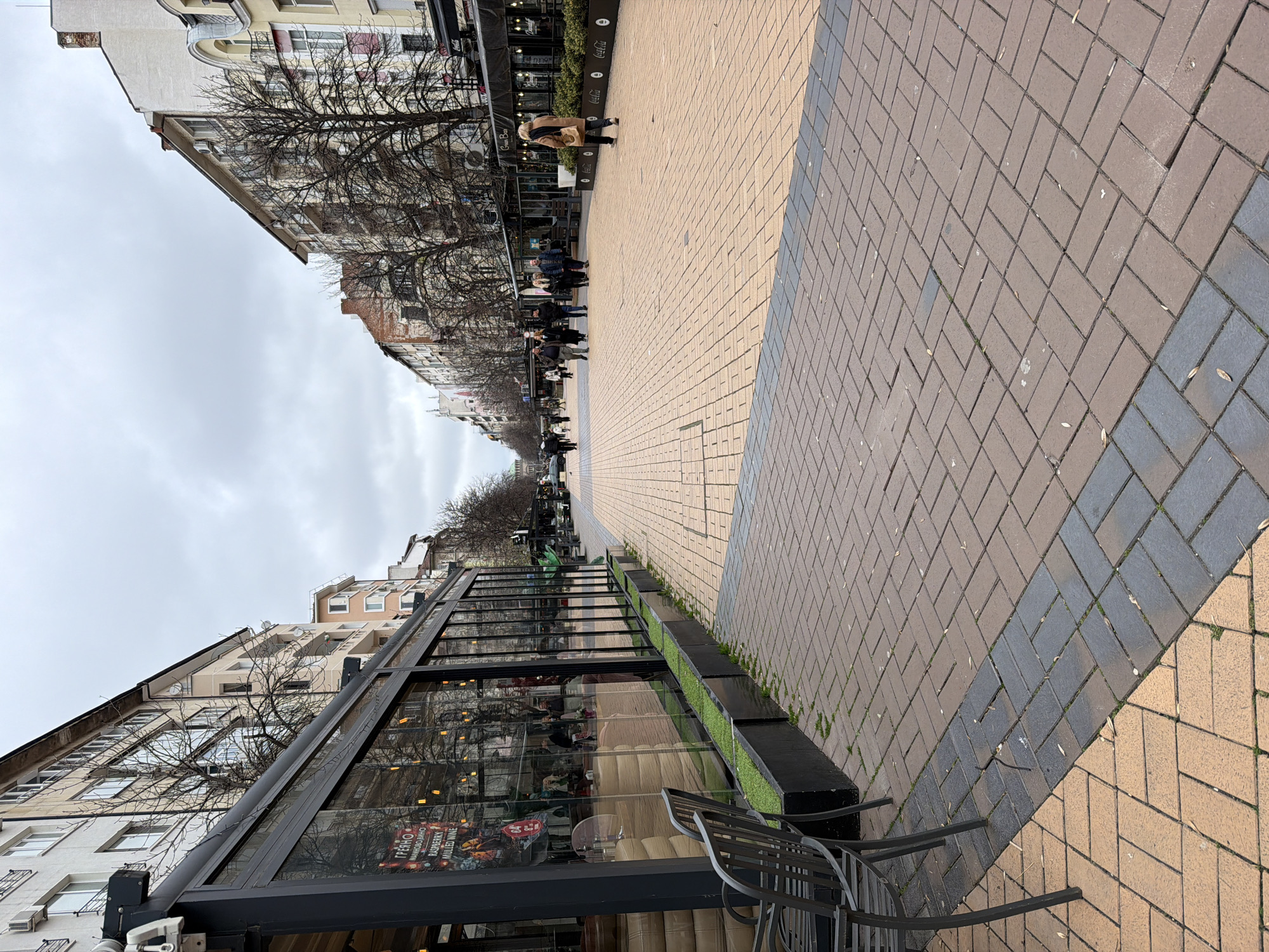 Morning scene captured on Sofia's pedestrianized Vitosha Boulevard