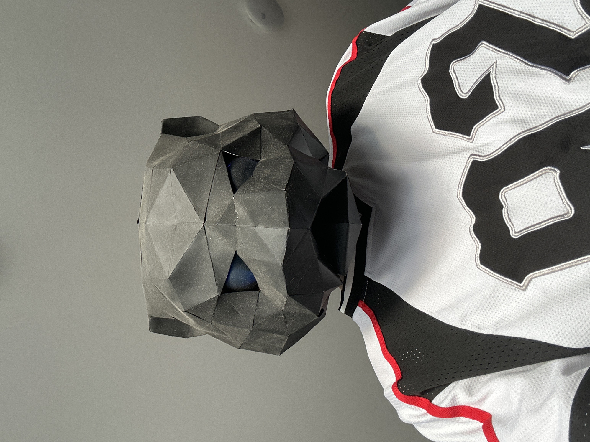 Geometric animal masks, black and white, spotted in Yekaterinburg