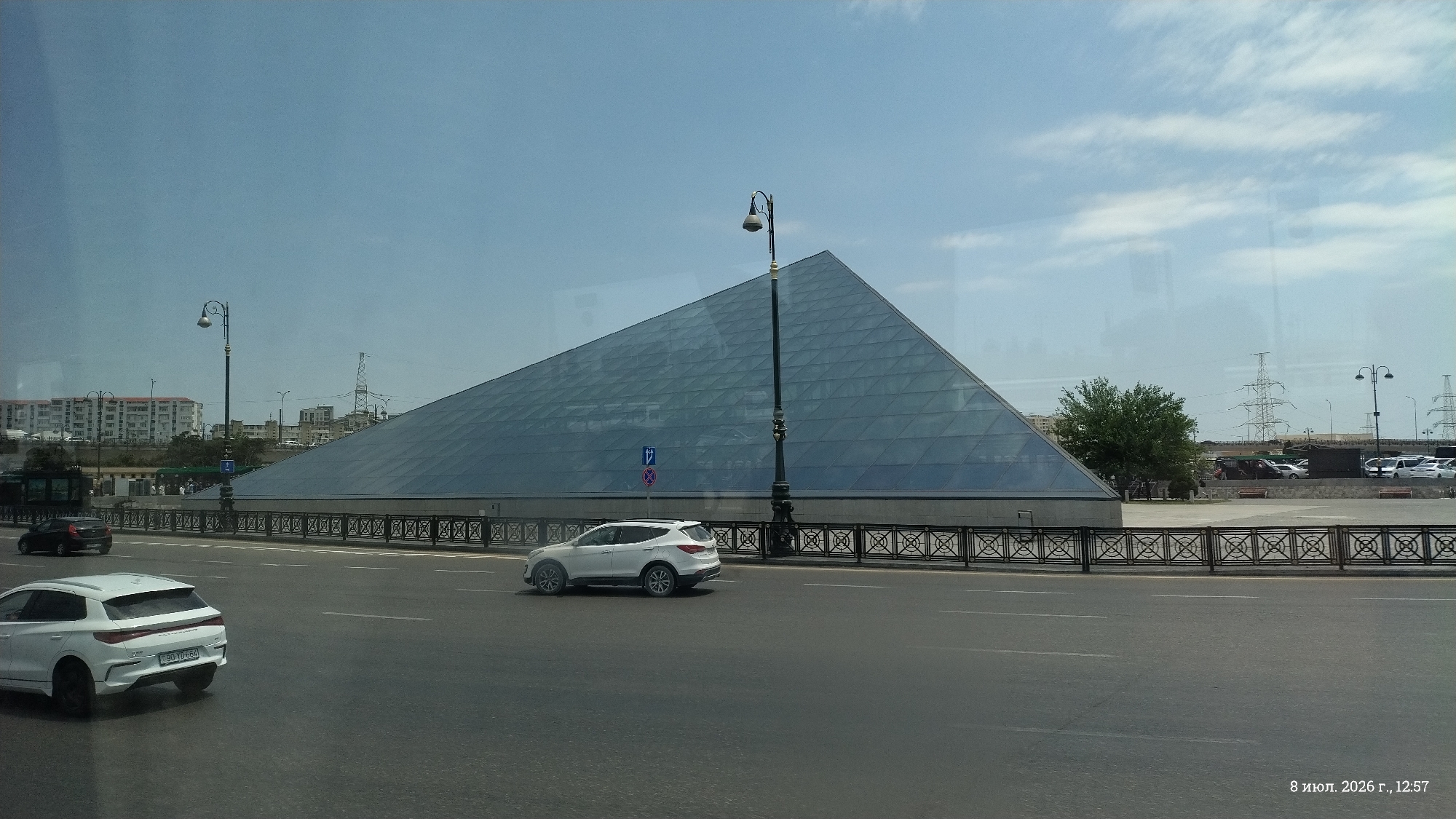 Baku's iconic modern architecture on a clear summer day