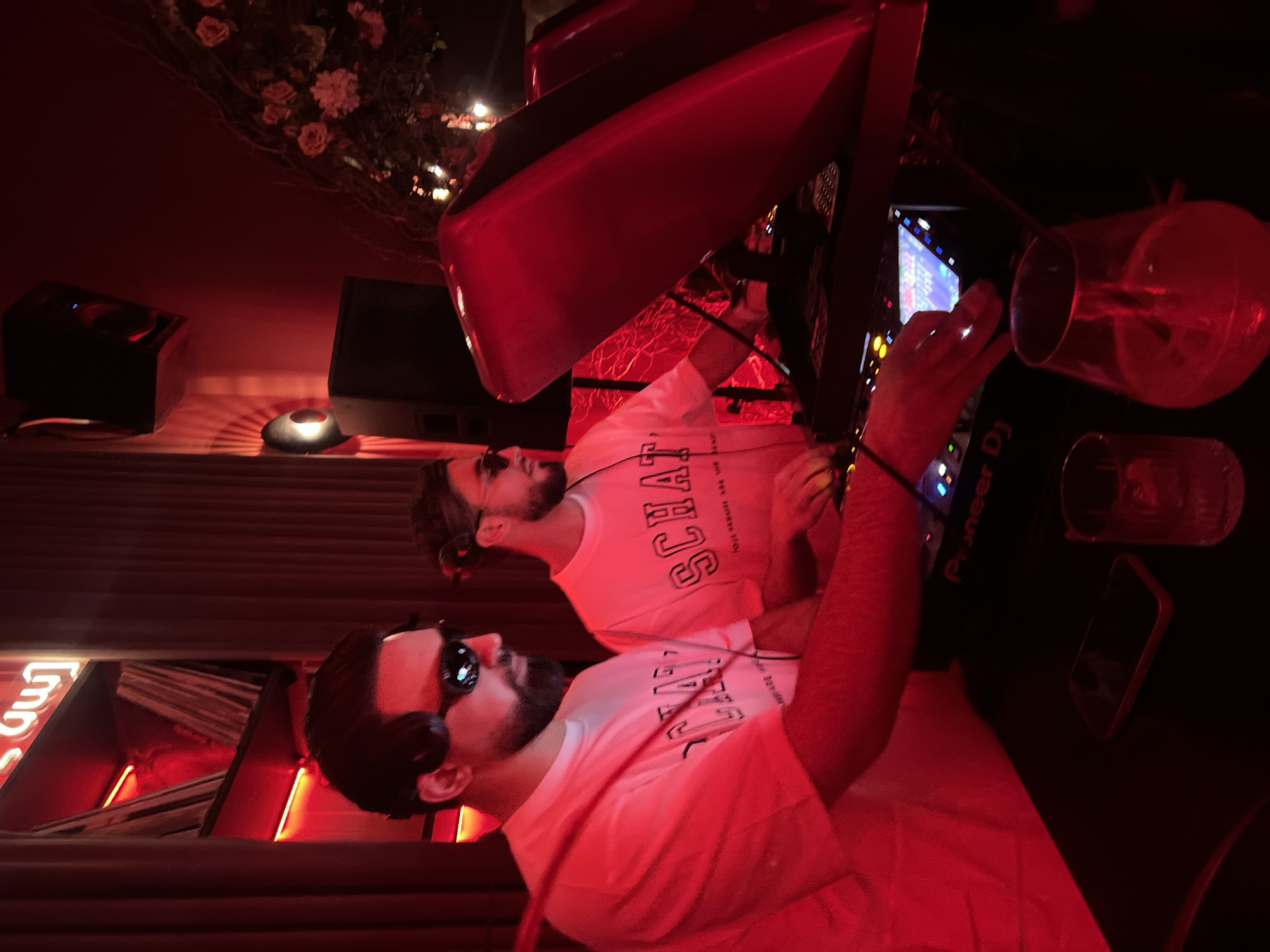 DJ duo performs at red-lit Yerevan nightclub