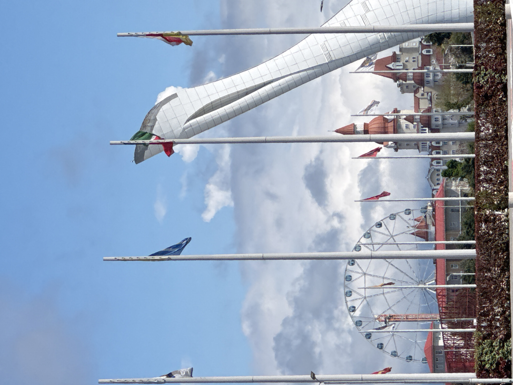 Flagpoles and social media content documented in Sirius, Russia