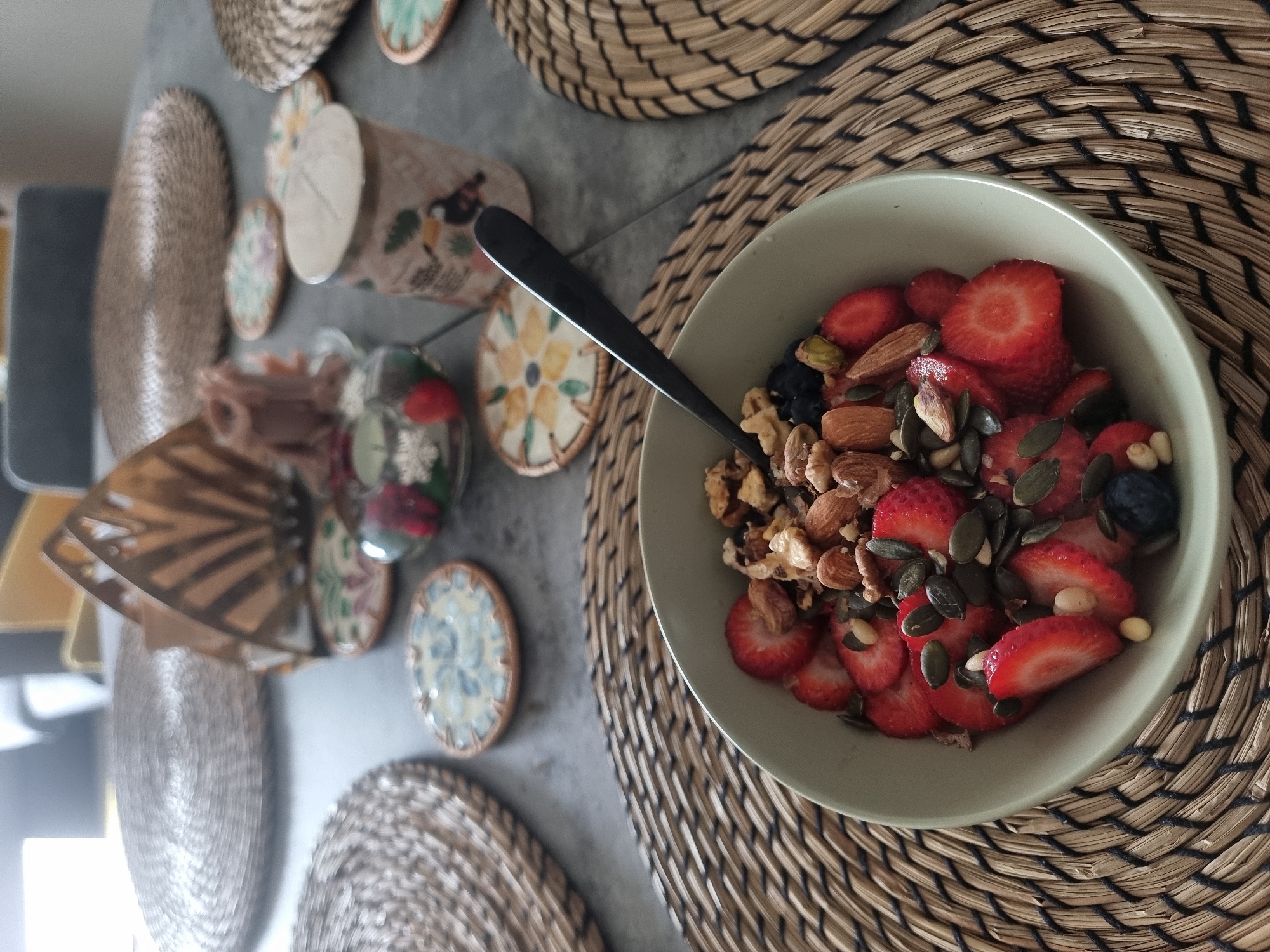Home dining table setting documented in Ramat Gan