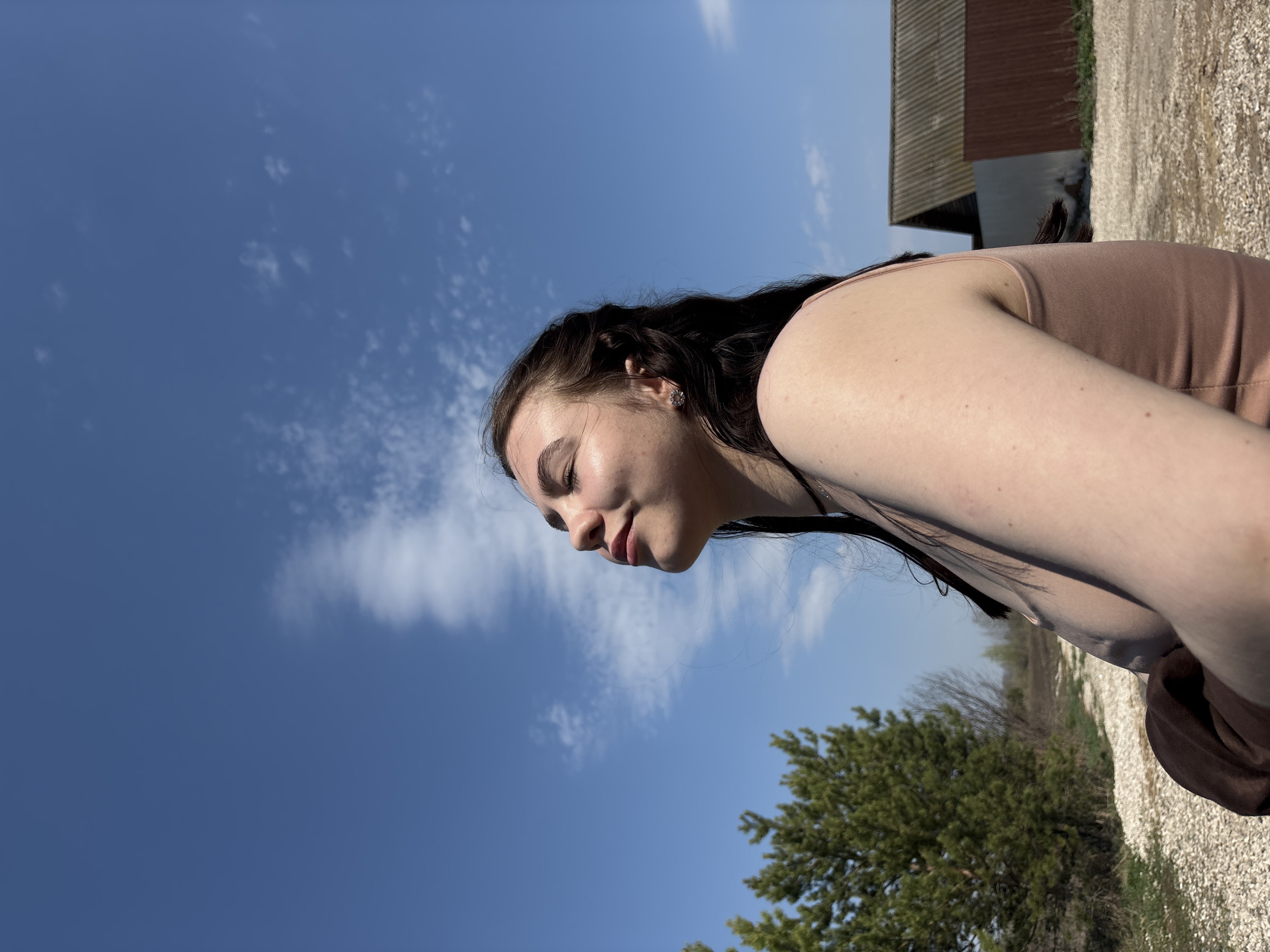 Portrait photographed outdoors in Zaosinovo on sunny spring day