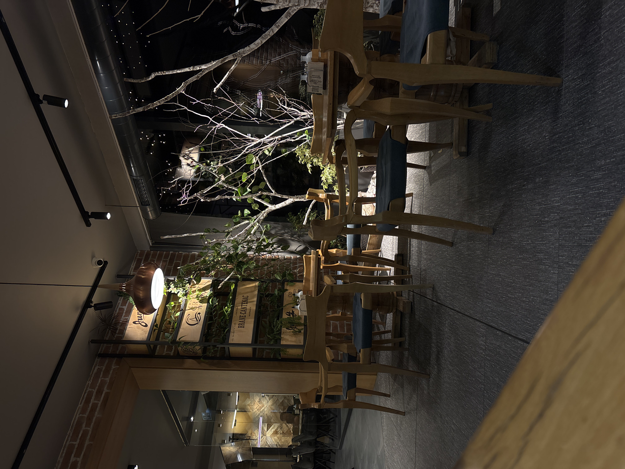 Restaurant interior with stacked chairs documented in Bansko, Bulgaria