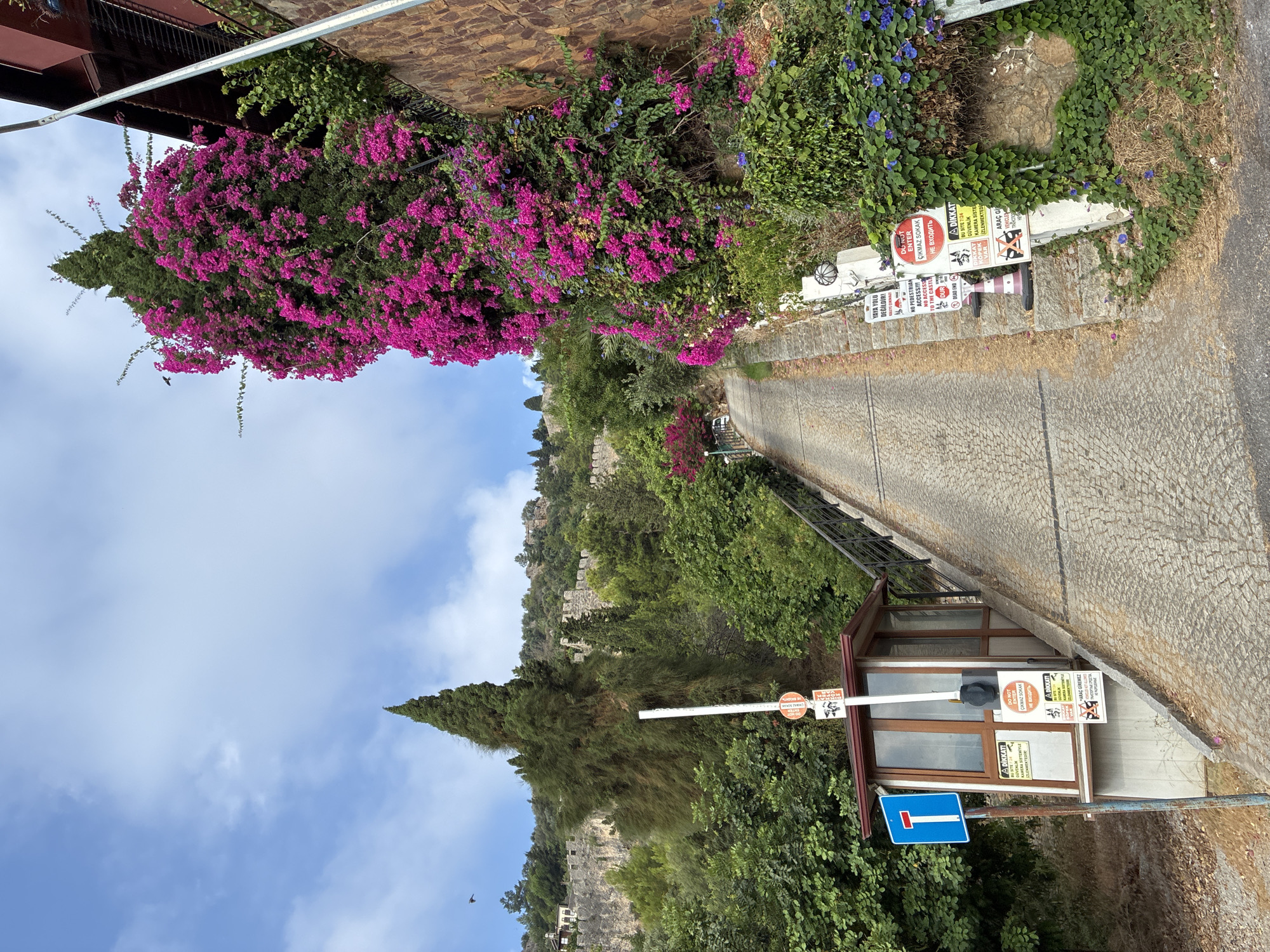 Cobblestone checkpoint road leading up to Alanya Castle