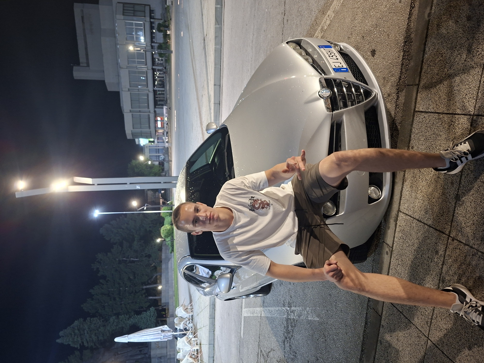 Quiet night out in Vratsa's pedestrian center, Bulgaria