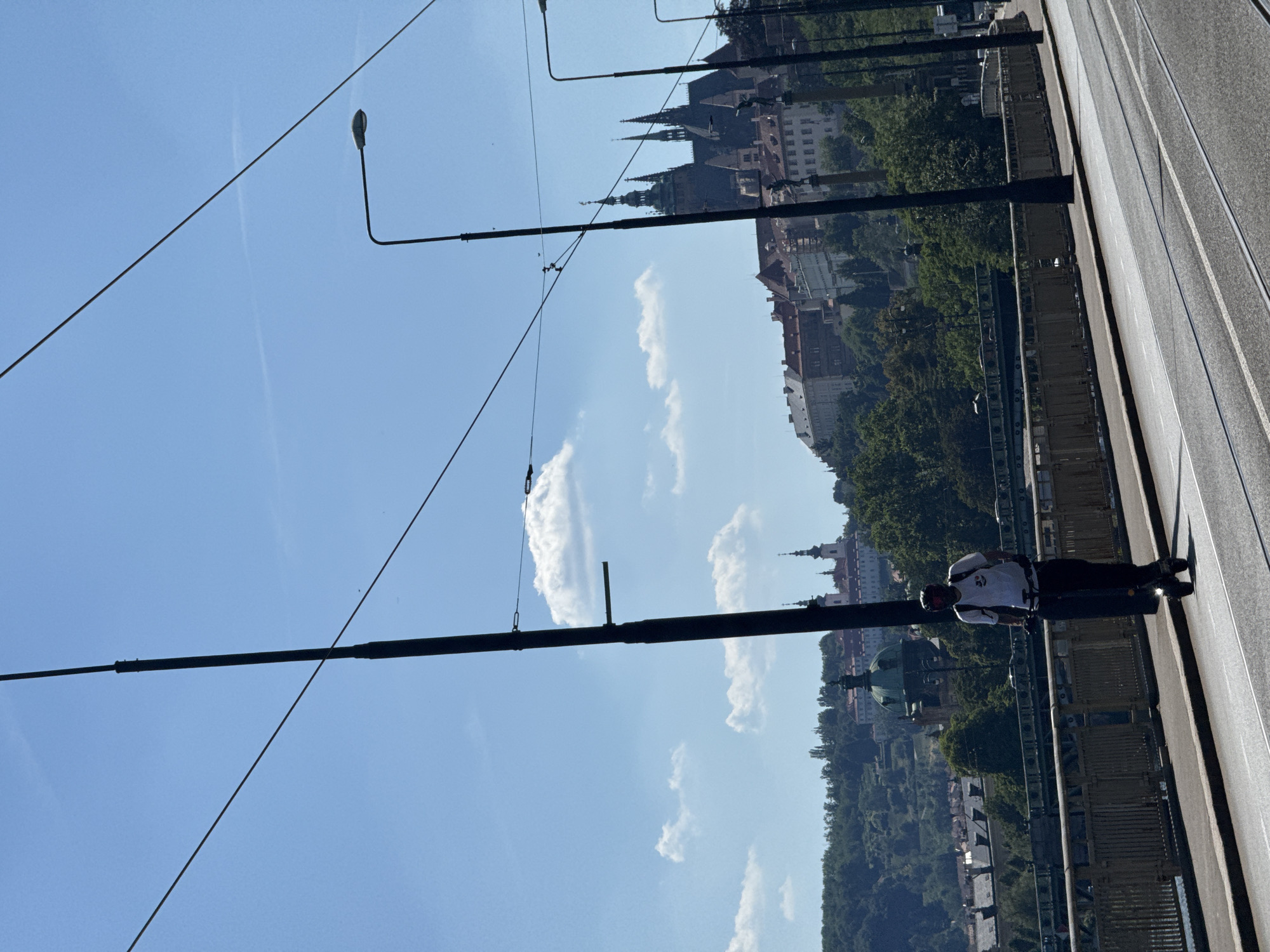 Sunny afternoon views from a Prague bridge
