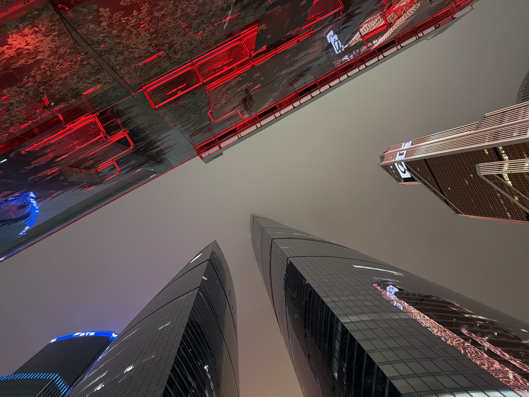 Evening documentation of Khimki's illuminated modern skyline