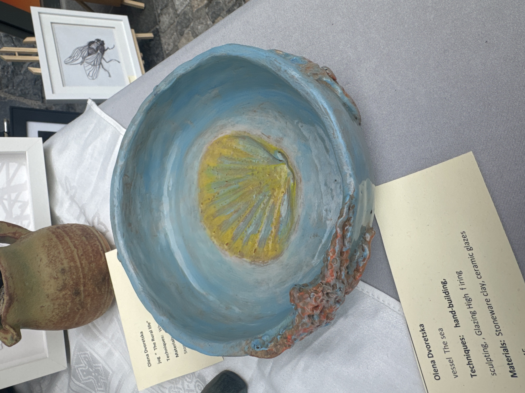Handmade ceramics and stoneware on display at Kilkenny outdoor market