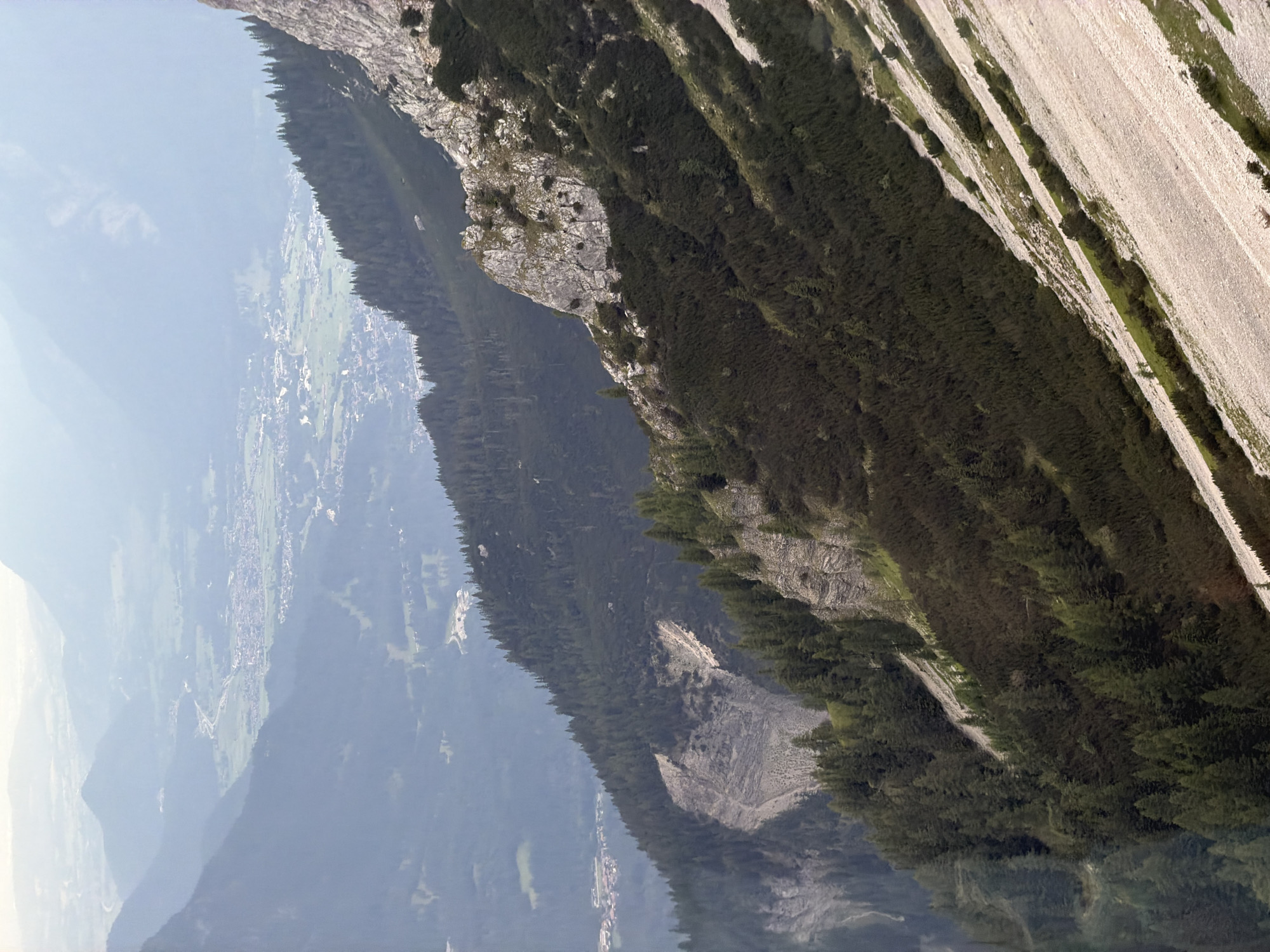 High-altitude views over the Grainau valley and rocky Alpine faces