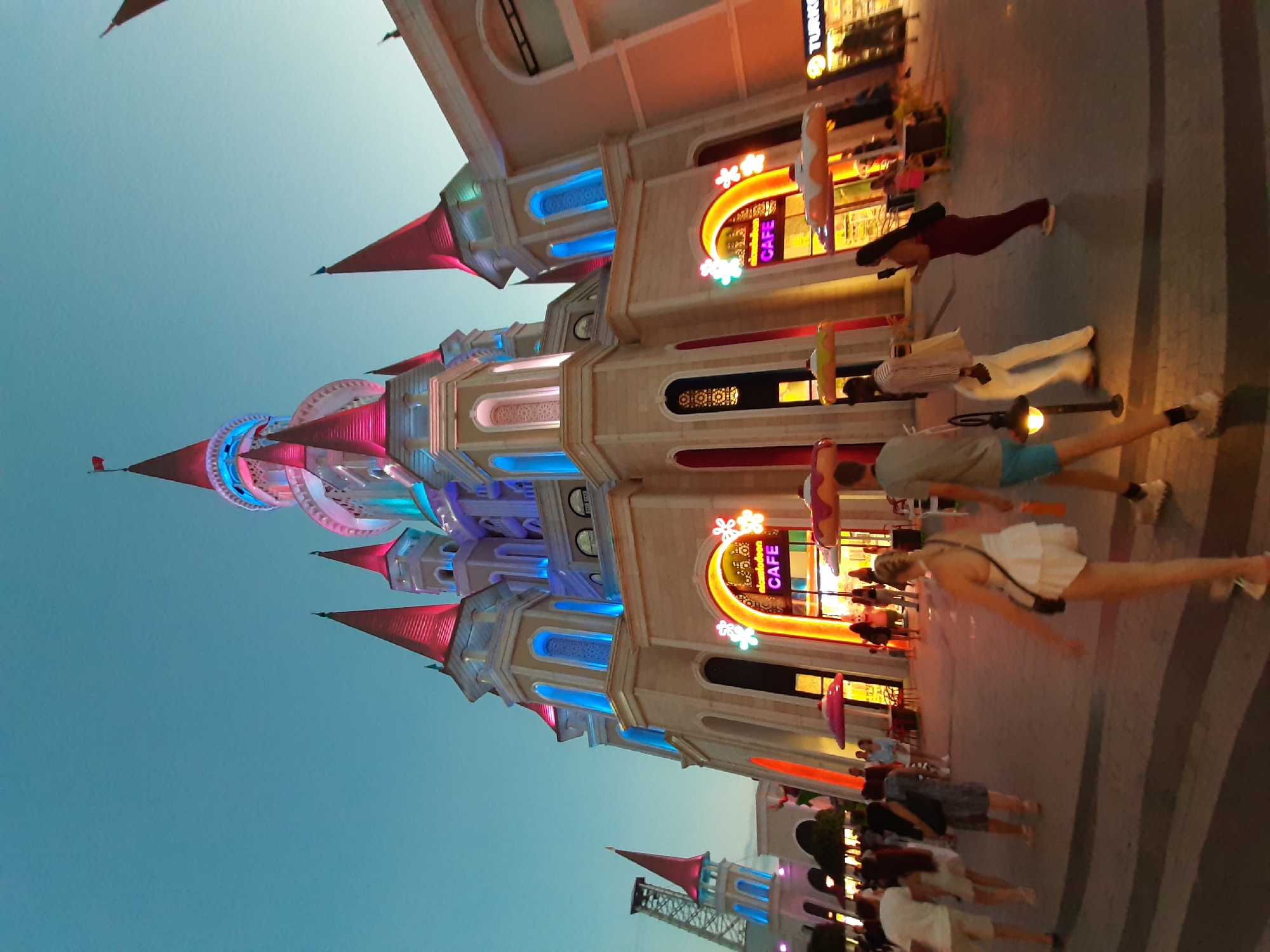 Evening illumination at Land of Legends resort captured