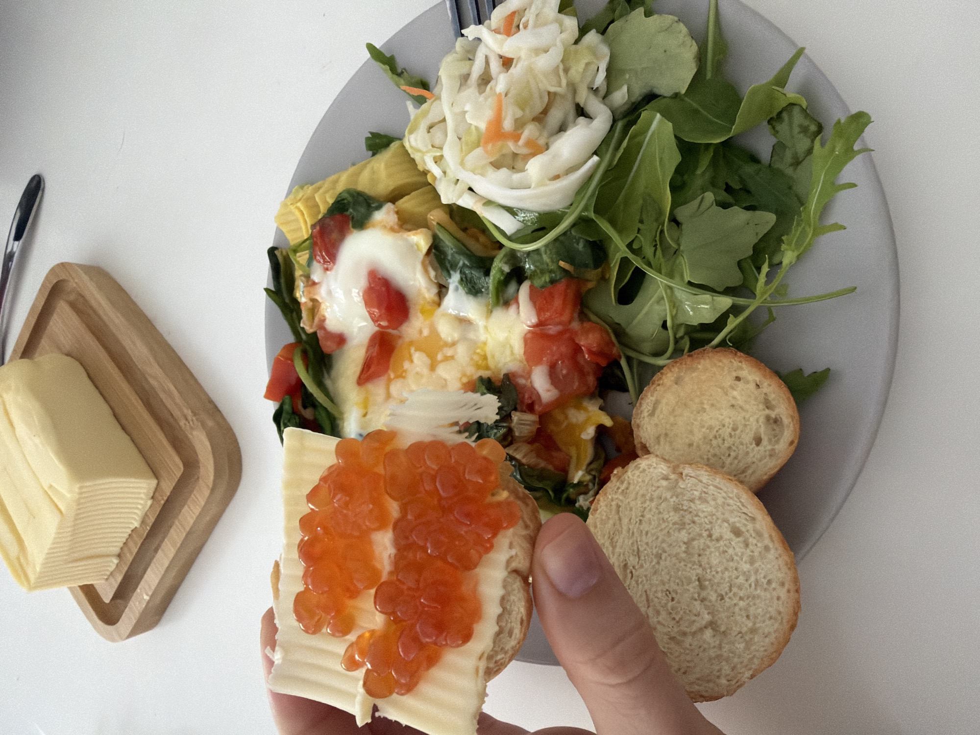 Breakfast meal photographed in Bat Yam, Israel