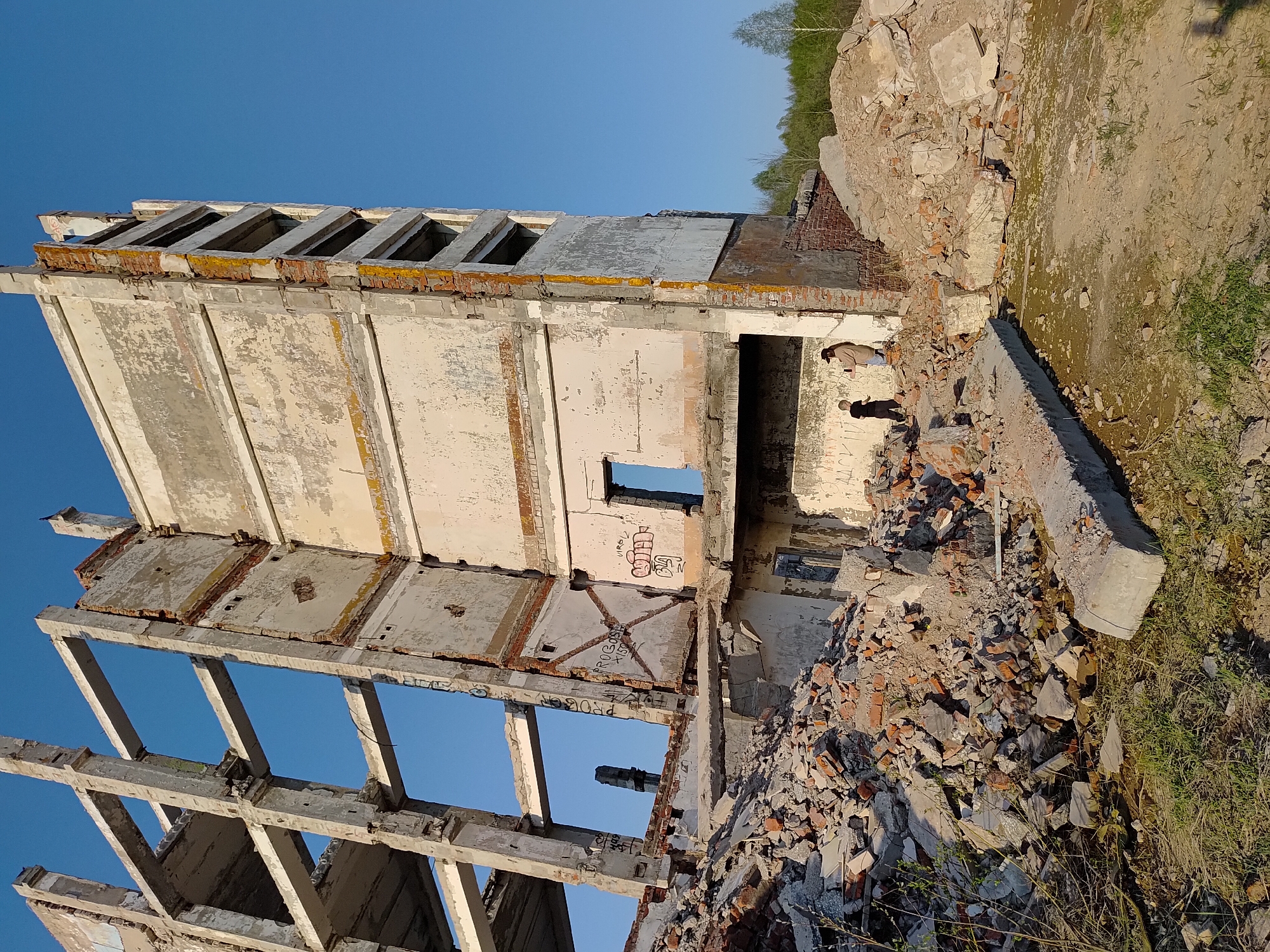 Visitors explore abandoned ruins in Марковский, Russia